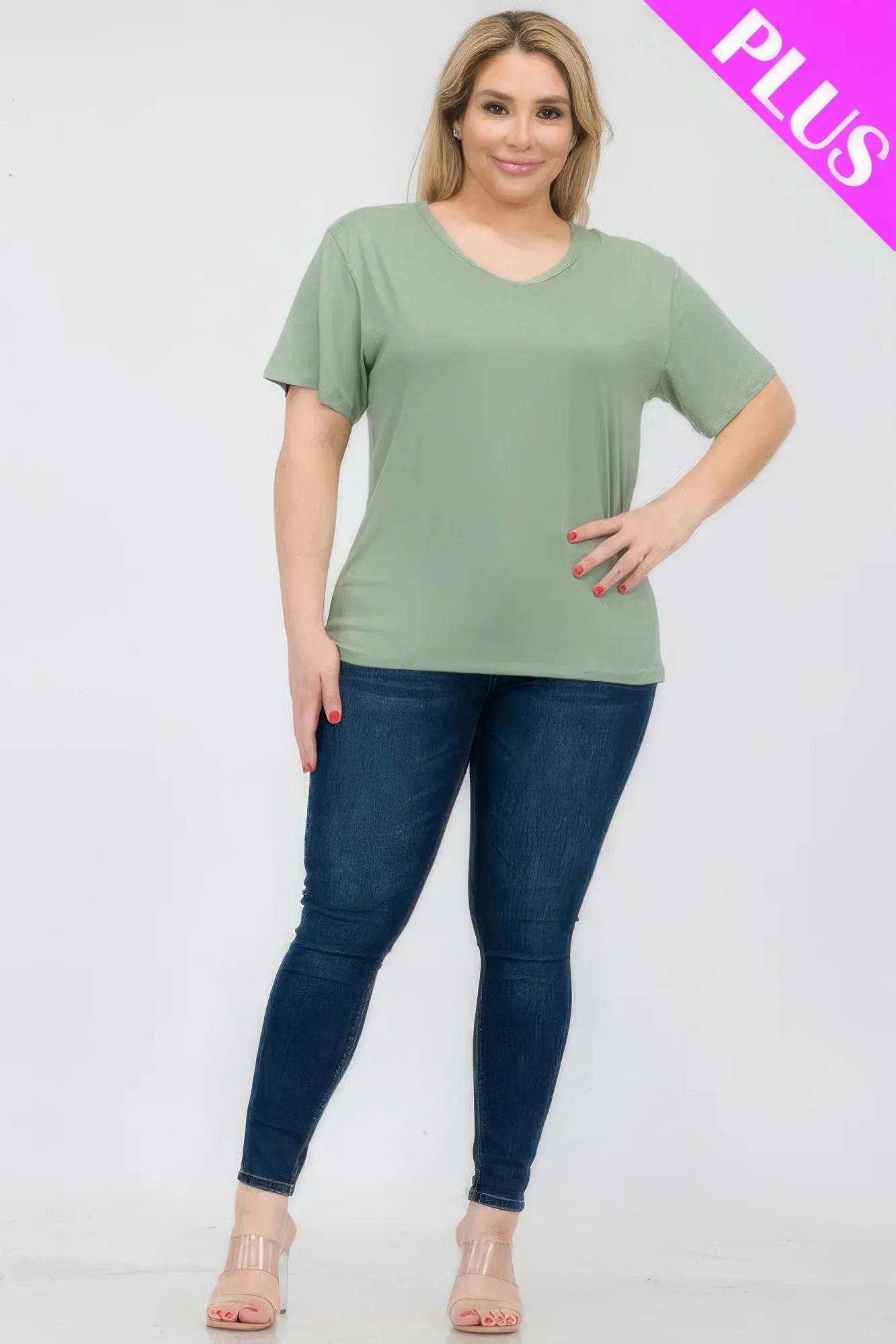 Plus Size Basic Short Sleeve T-shirt - Bona Fide Fashion