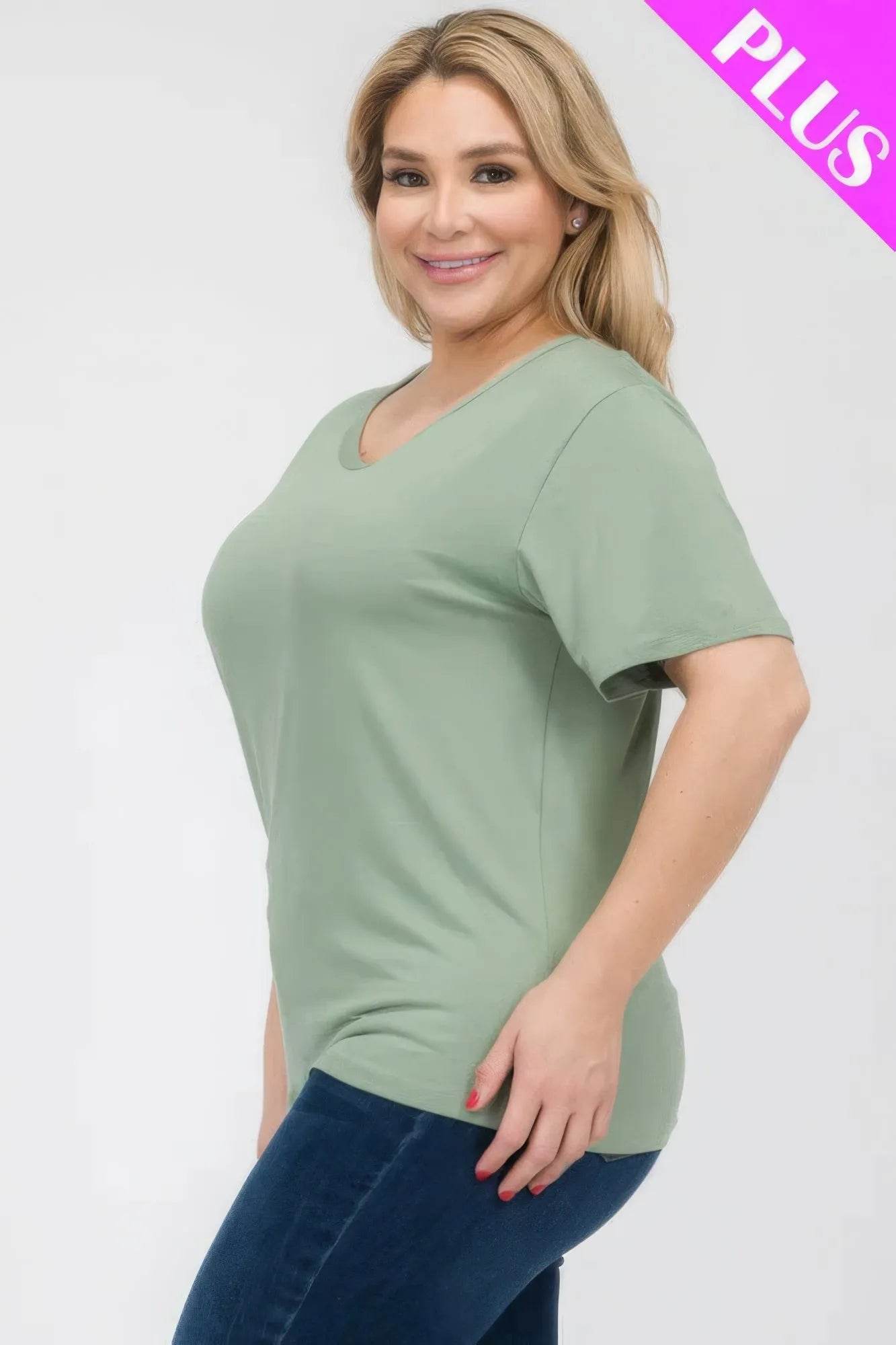 Plus Size Basic Short Sleeve T-shirt - Bona Fide Fashion