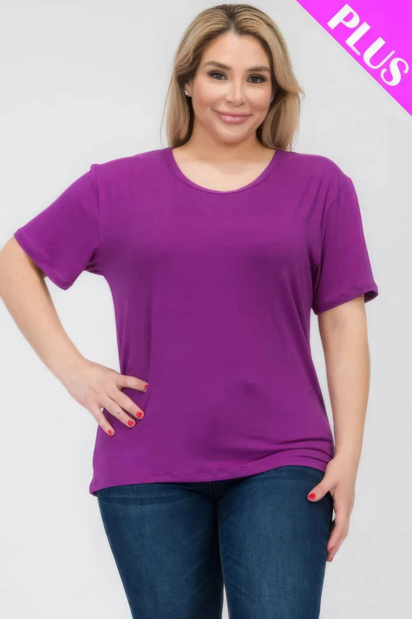 Plus Size Basic Short Sleeve T-shirt - Bona Fide Fashion