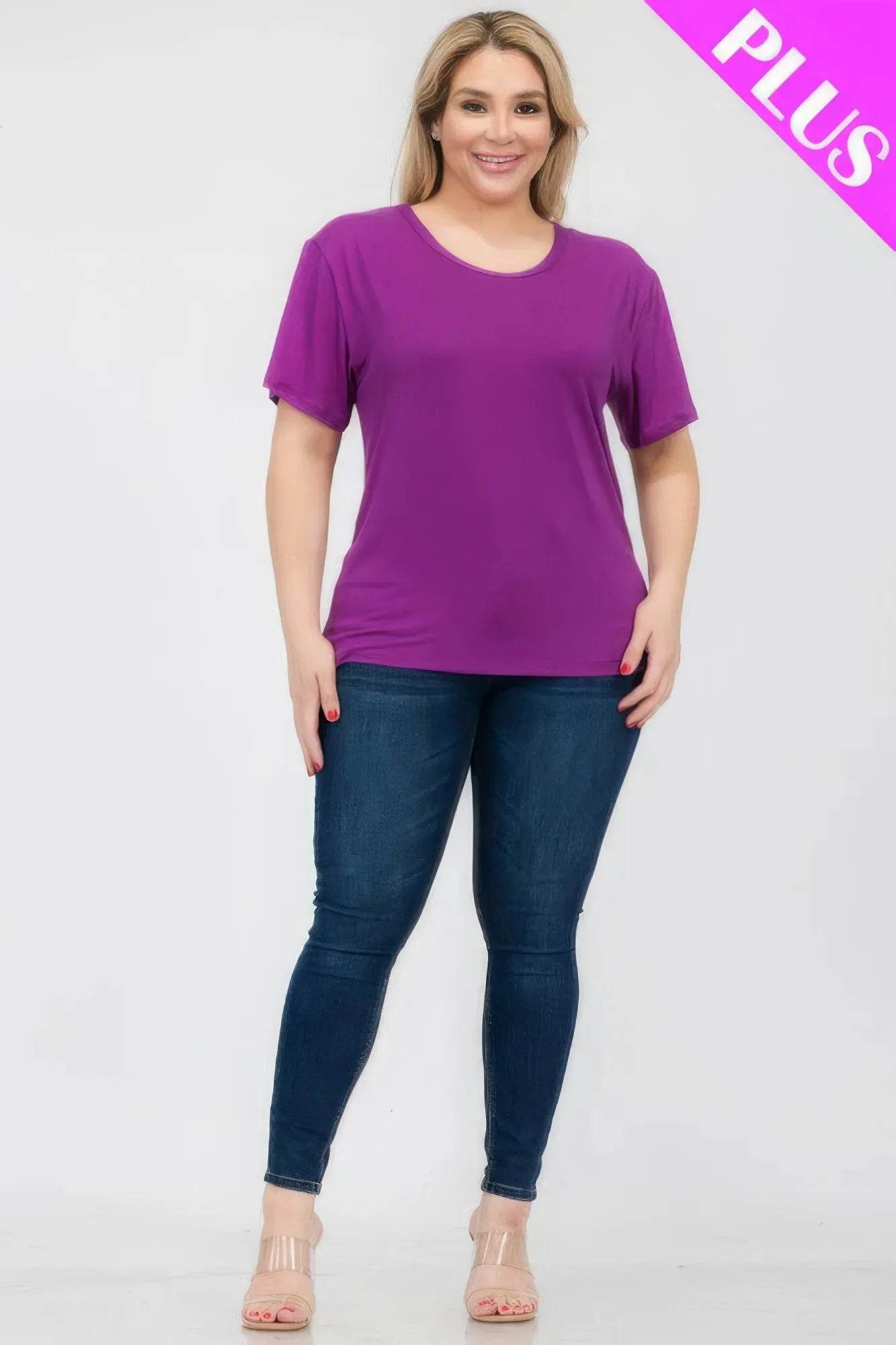 Plus Size Basic Short Sleeve T-shirt - Bona Fide Fashion