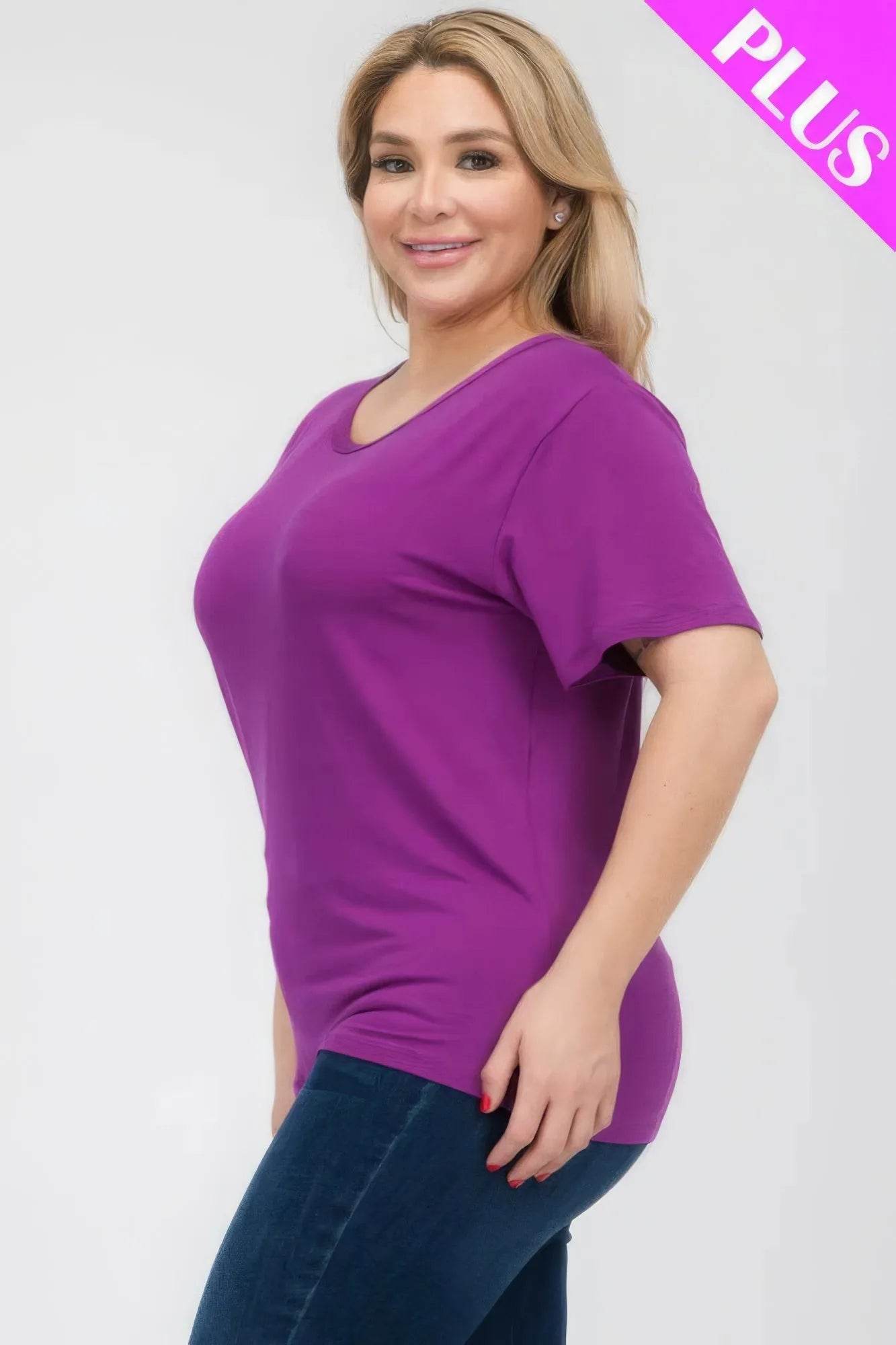 Plus Size Basic Short Sleeve T-shirt - Bona Fide Fashion