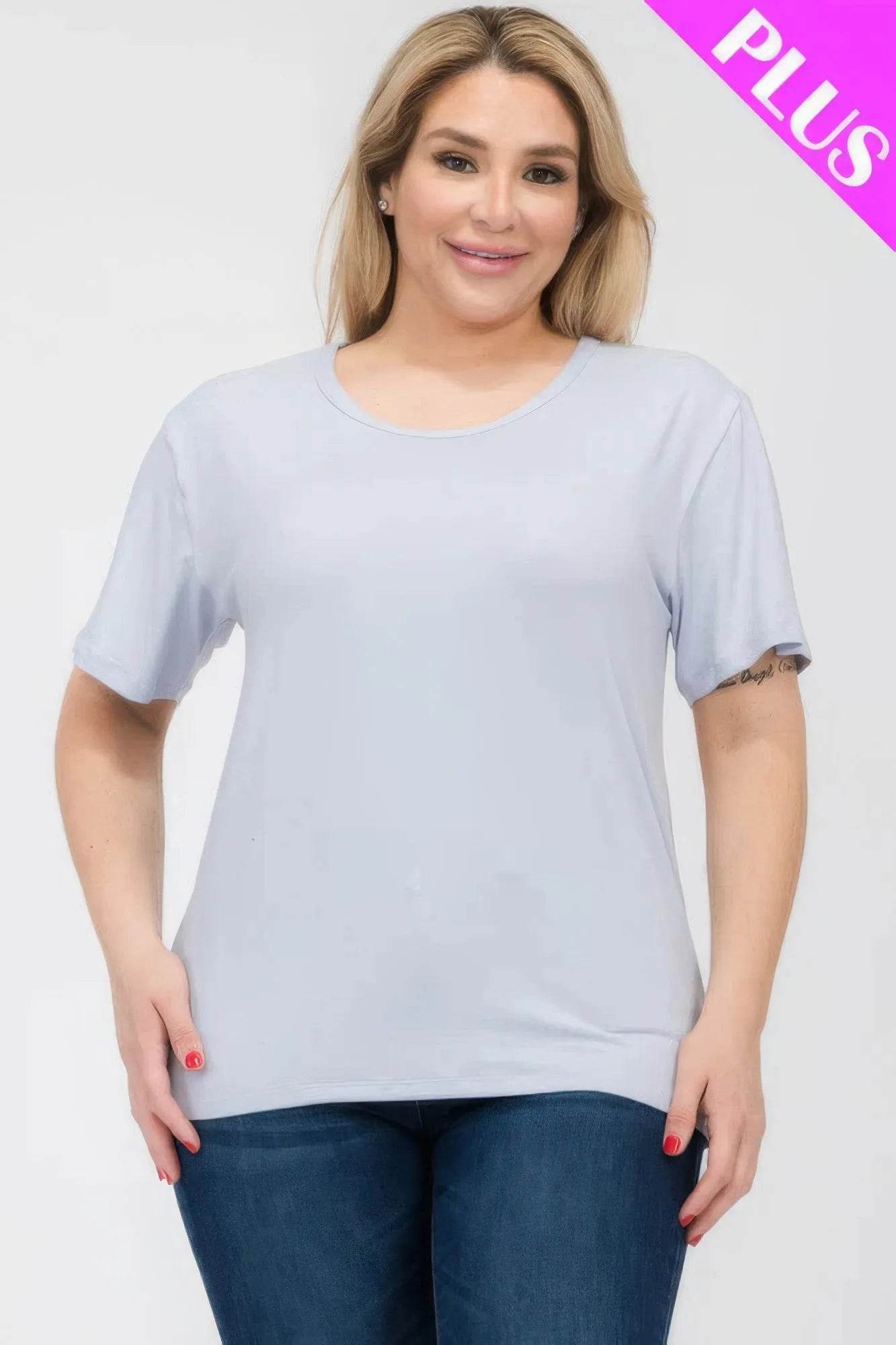 Plus Size Basic Short Sleeve T-shirt - Bona Fide Fashion