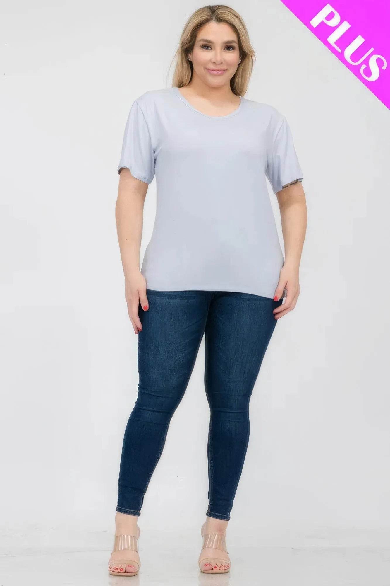 Plus Size Basic Short Sleeve T-shirt - Bona Fide Fashion