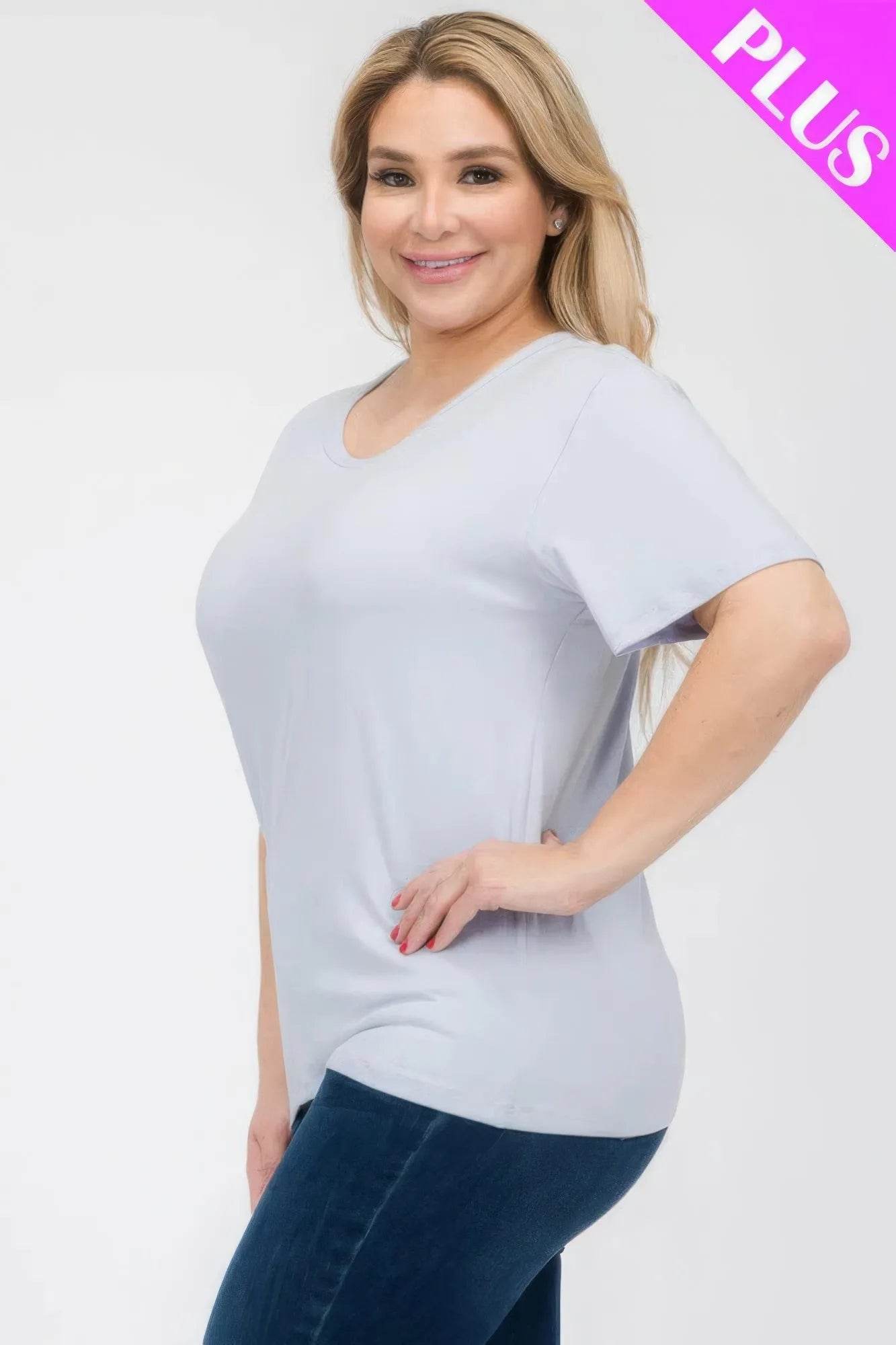 Plus Size Basic Short Sleeve T-shirt - Bona Fide Fashion