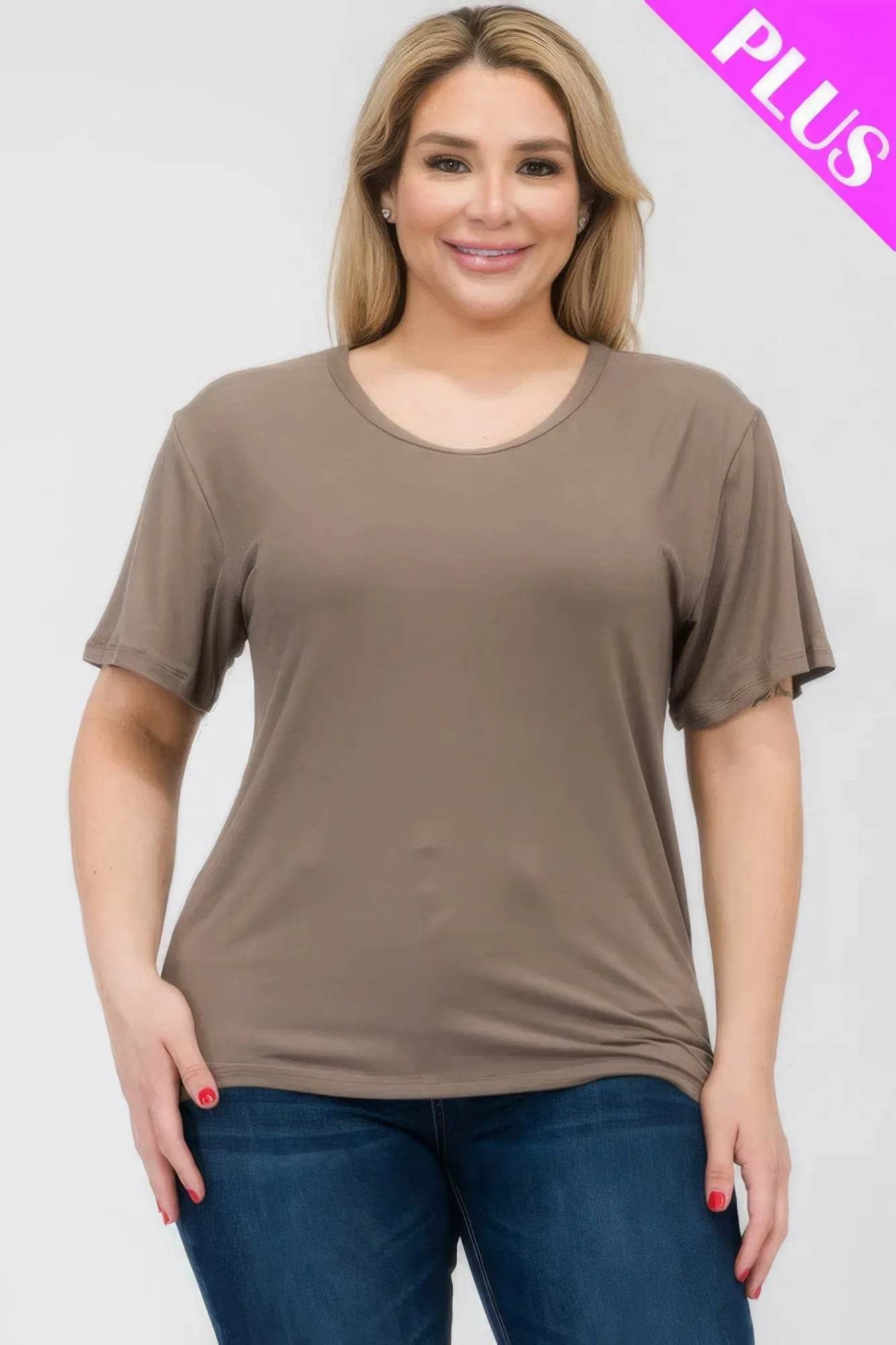 Plus Size Basic Short Sleeve T-shirt - Bona Fide Fashion
