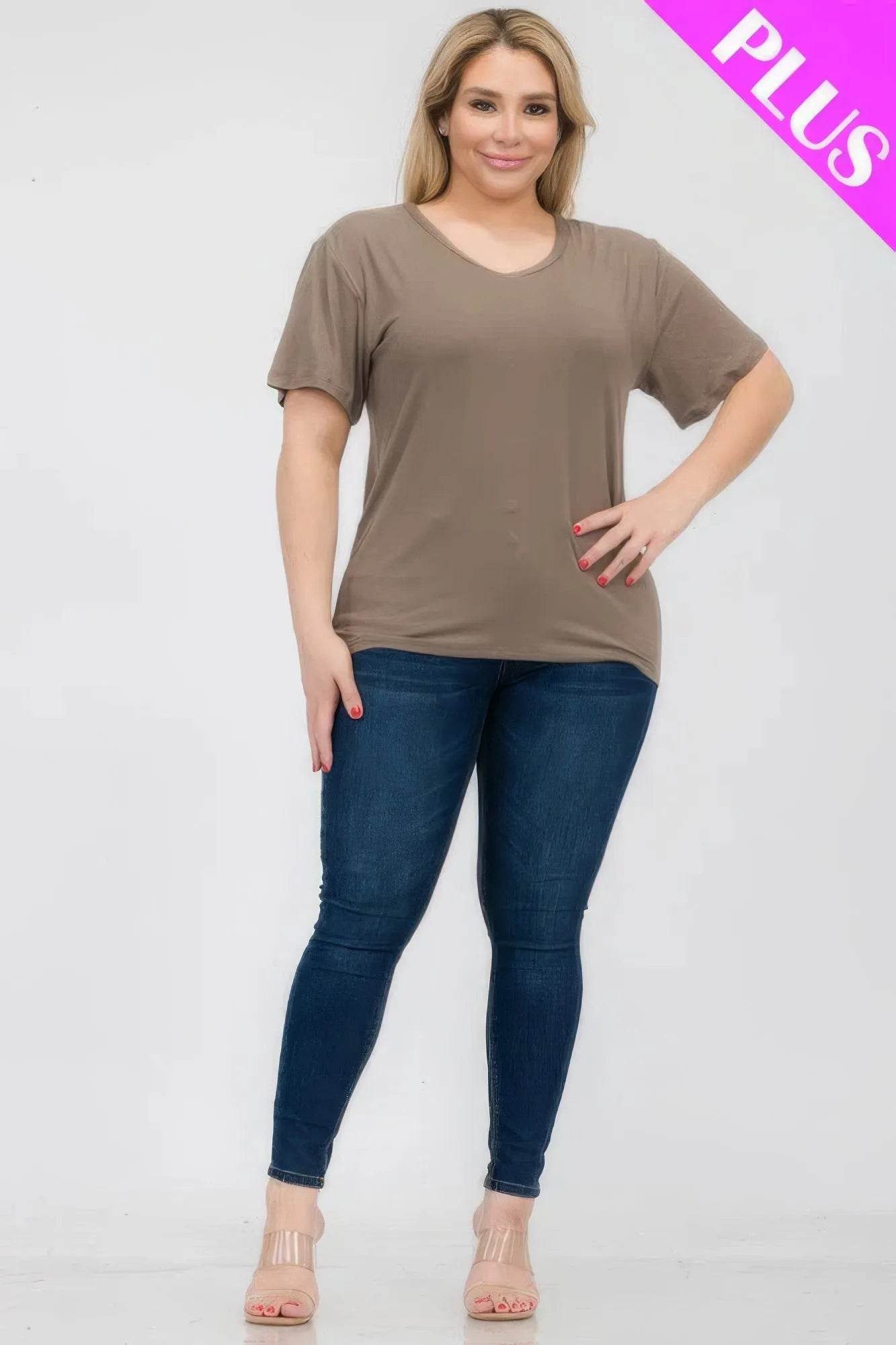 Plus Size Basic Short Sleeve T-shirt - Bona Fide Fashion