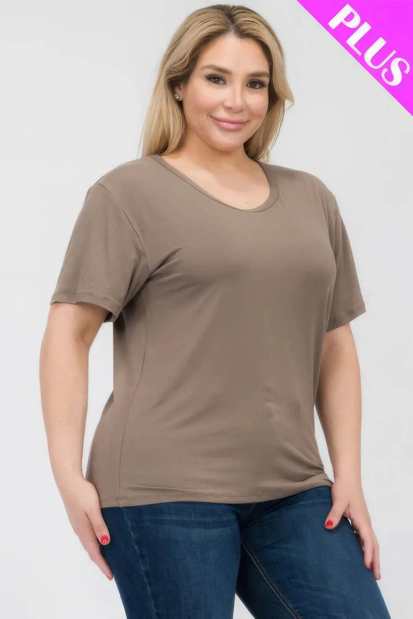 Plus Size Basic Short Sleeve T-shirt - Bona Fide Fashion