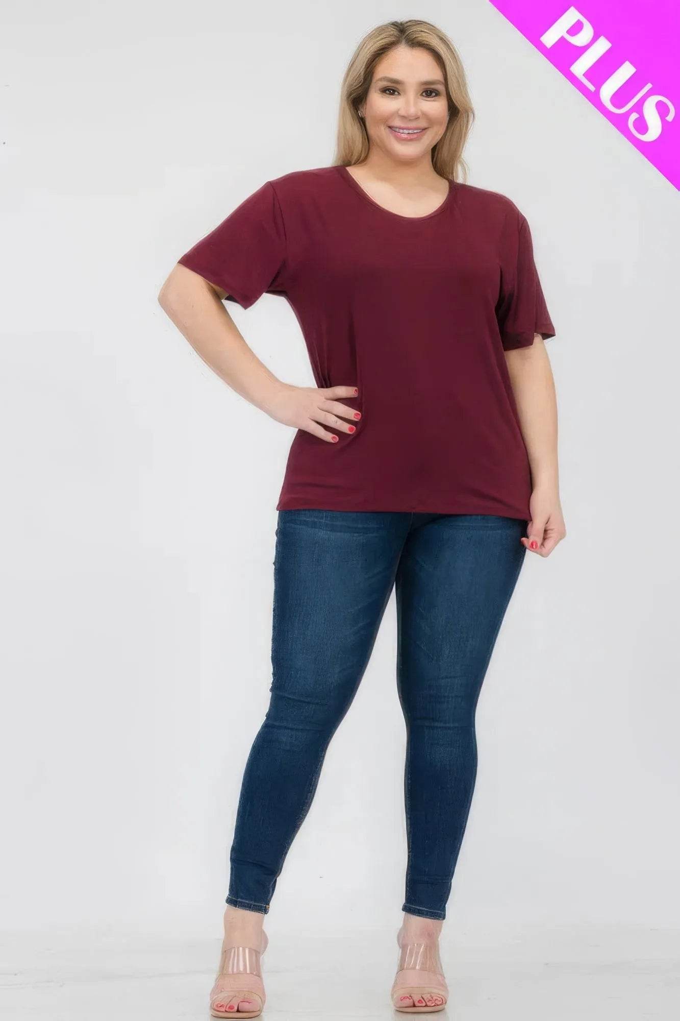 Plus Size Basic Short Sleeve T-shirt - Bona Fide Fashion