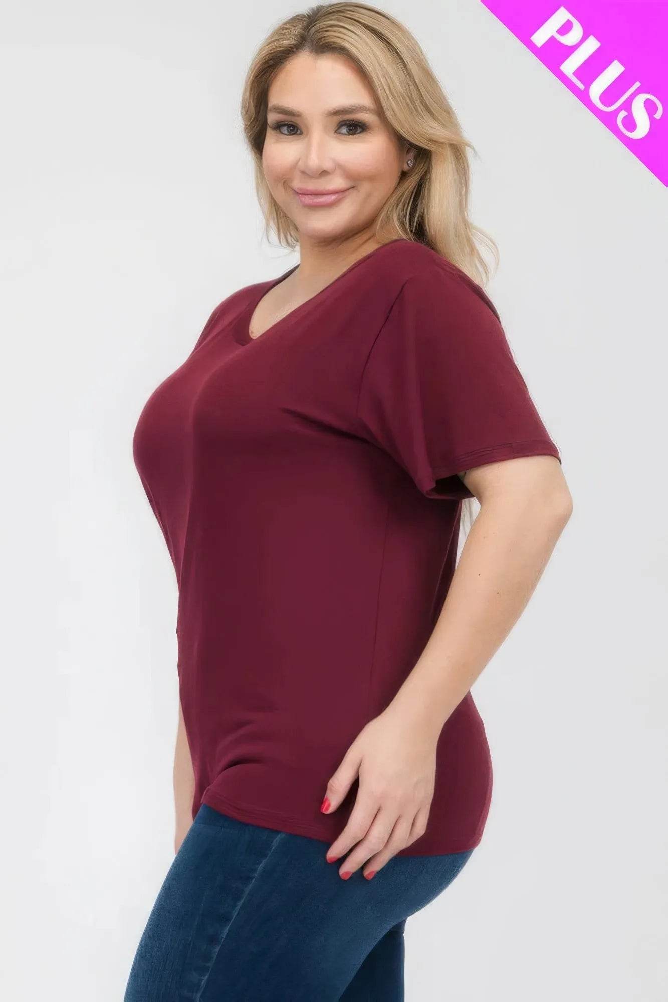 Plus Size Basic Short Sleeve T-shirt - Bona Fide Fashion