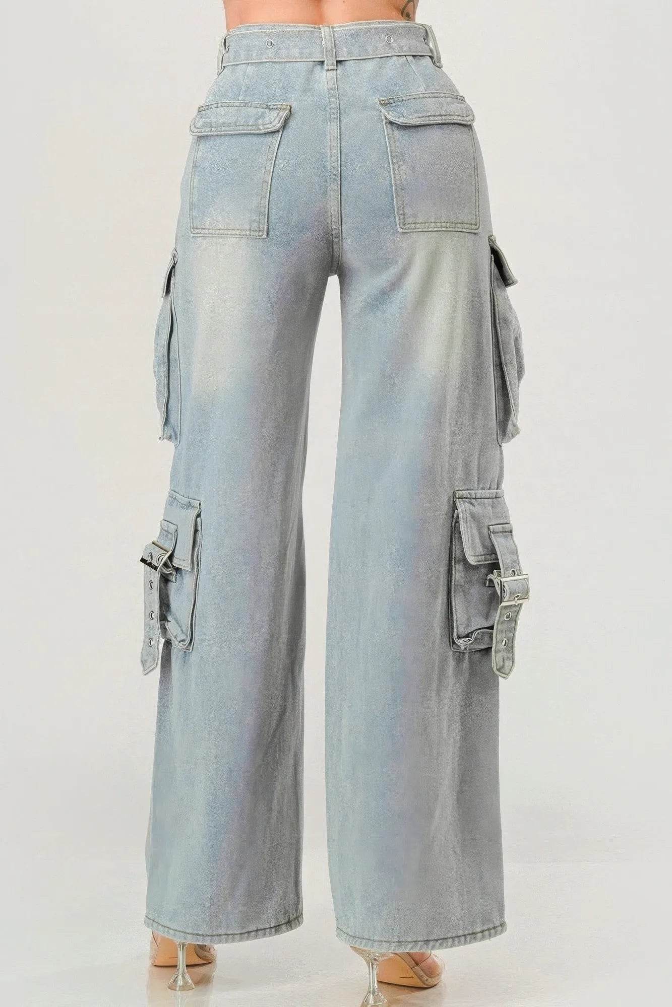 Belted Denim Cargo Jean - Bona Fide Fashion