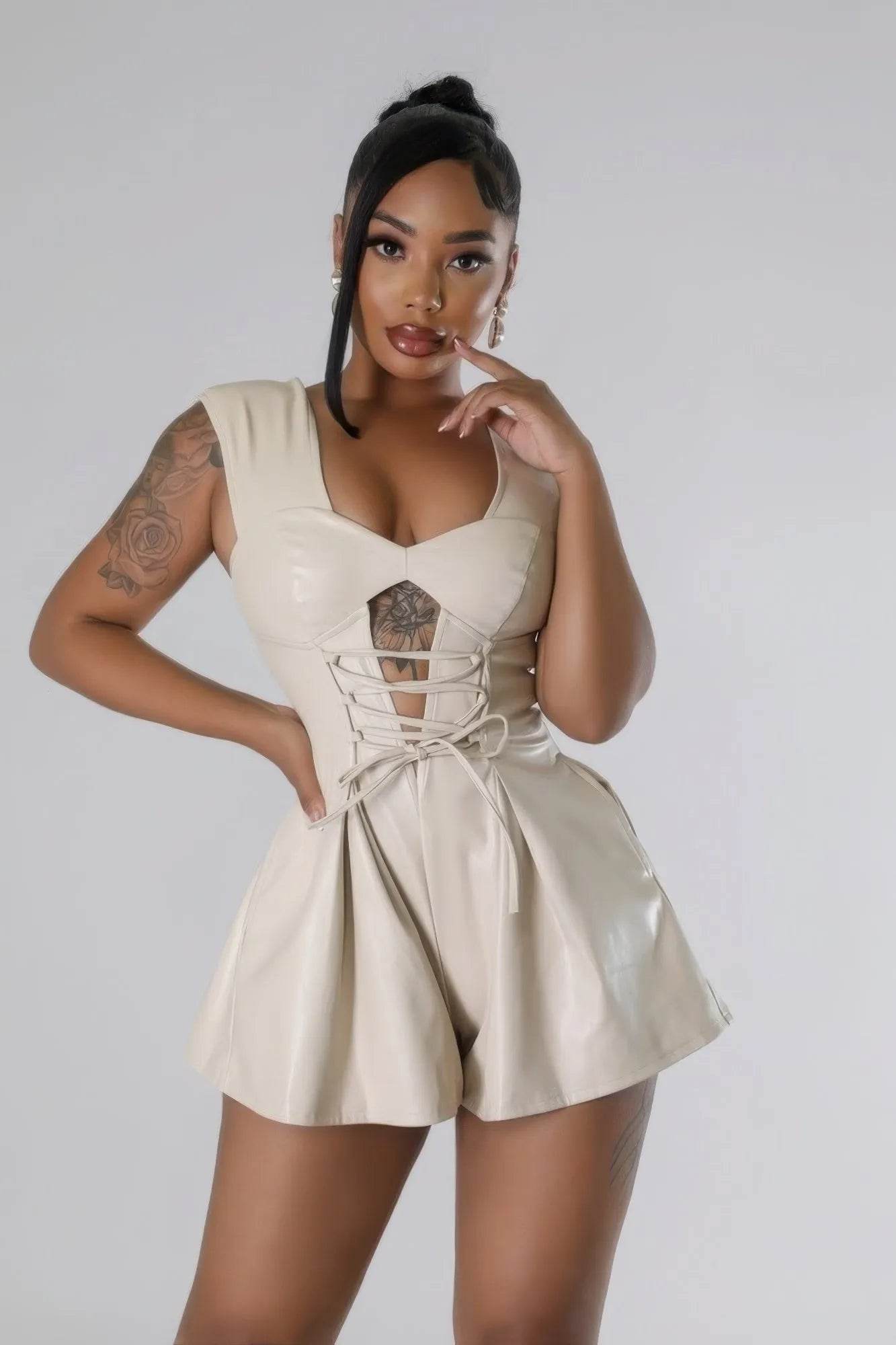Semi-stretch Romper - Bona Fide Fashion