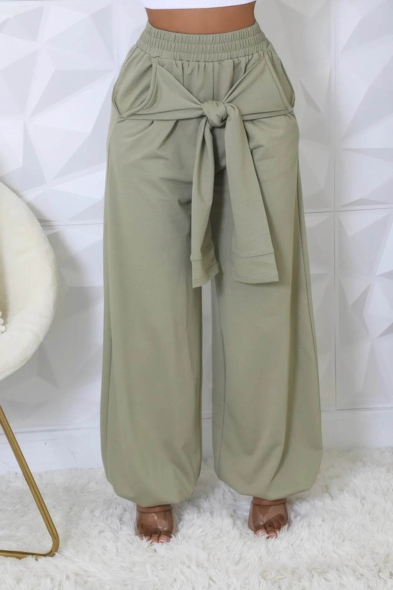 High-waisted Stretch Pants - Bona Fide Fashion