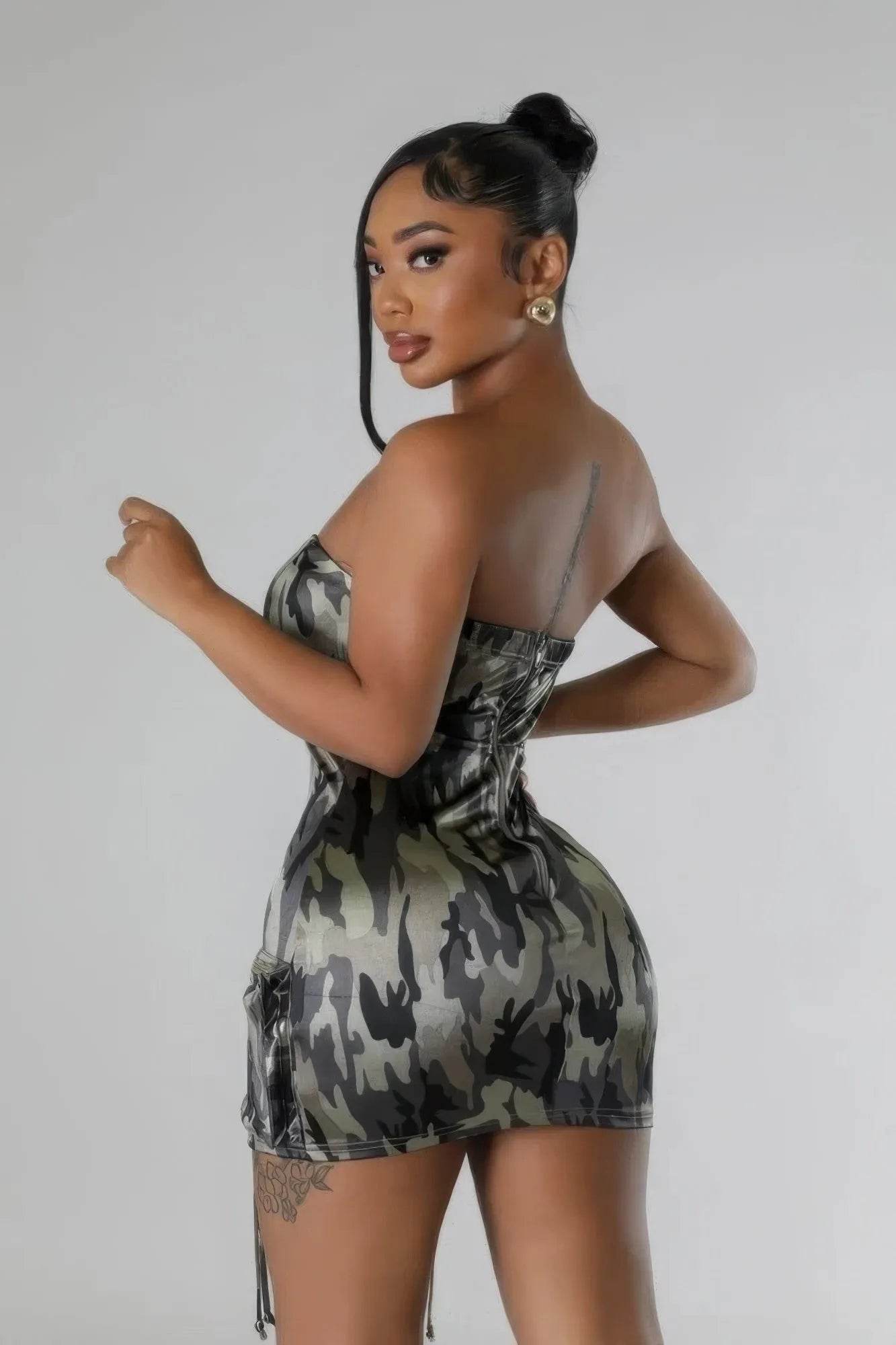 Zipper Closure Stretch Tube Dress - Bona Fide Fashion