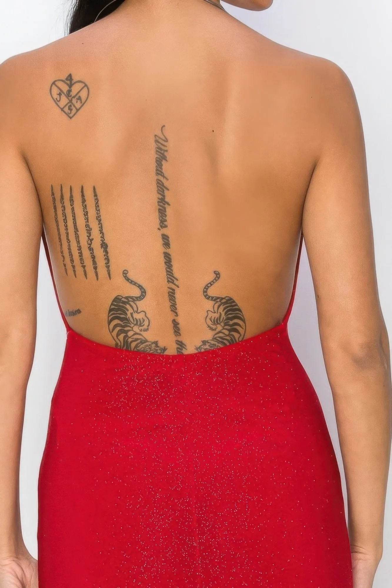 Halter Necklace Trim Long Dress - Bona Fide Fashion