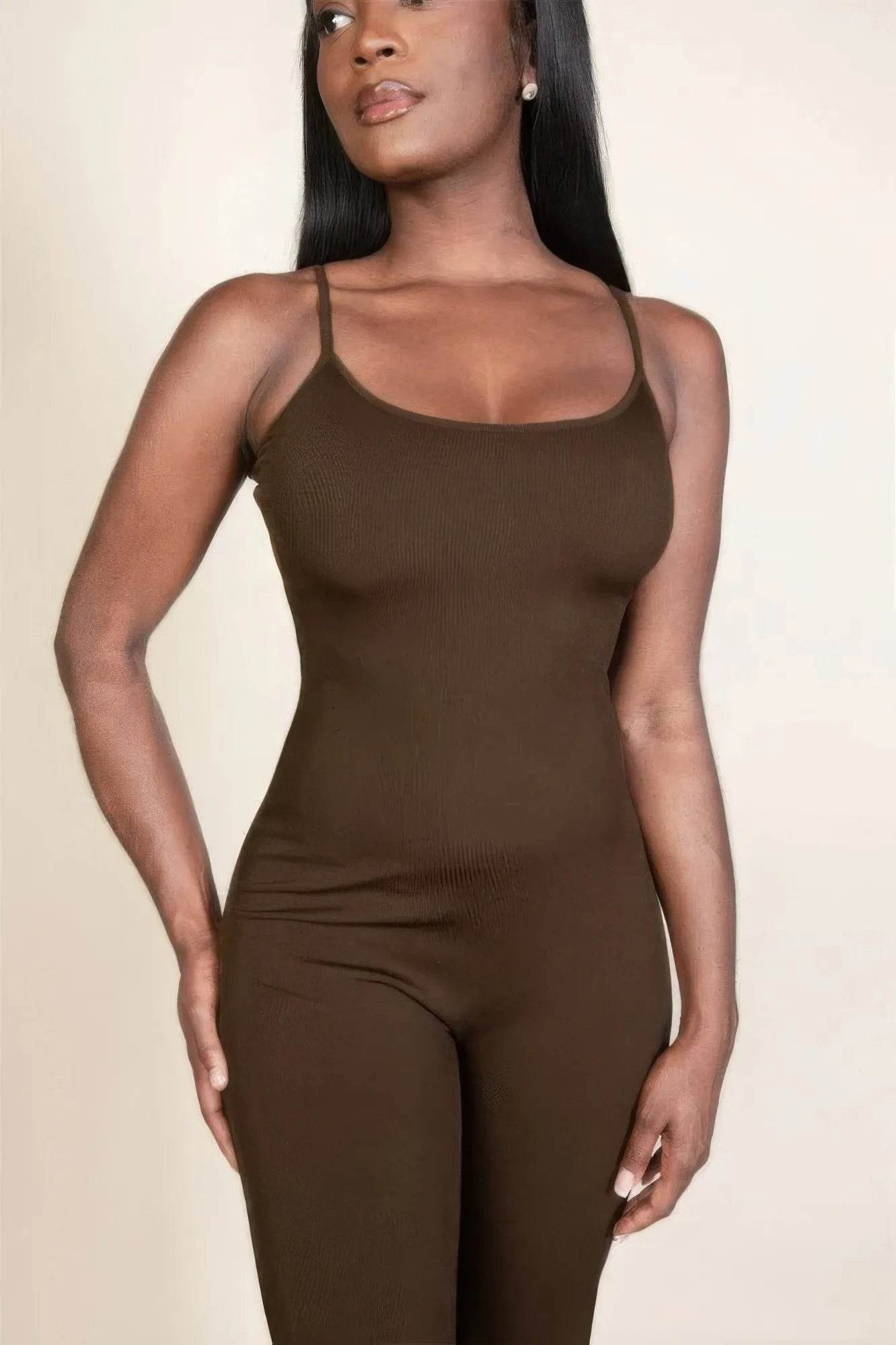 Ribbed sleeveless wide leg jumpsuit - Bona Fide Fashion