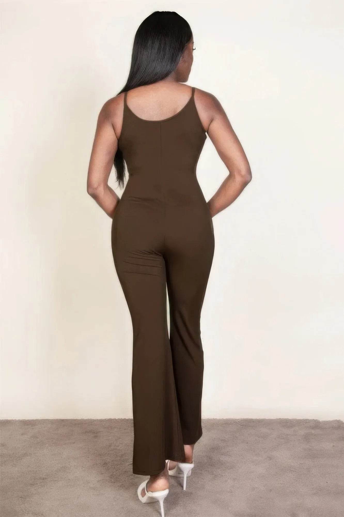 Ribbed sleeveless wide leg jumpsuit - Bona Fide Fashion