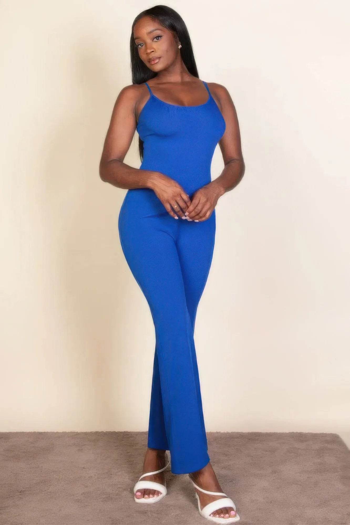 Ribbed sleeveless wide leg jumpsuit - Bona Fide Fashion