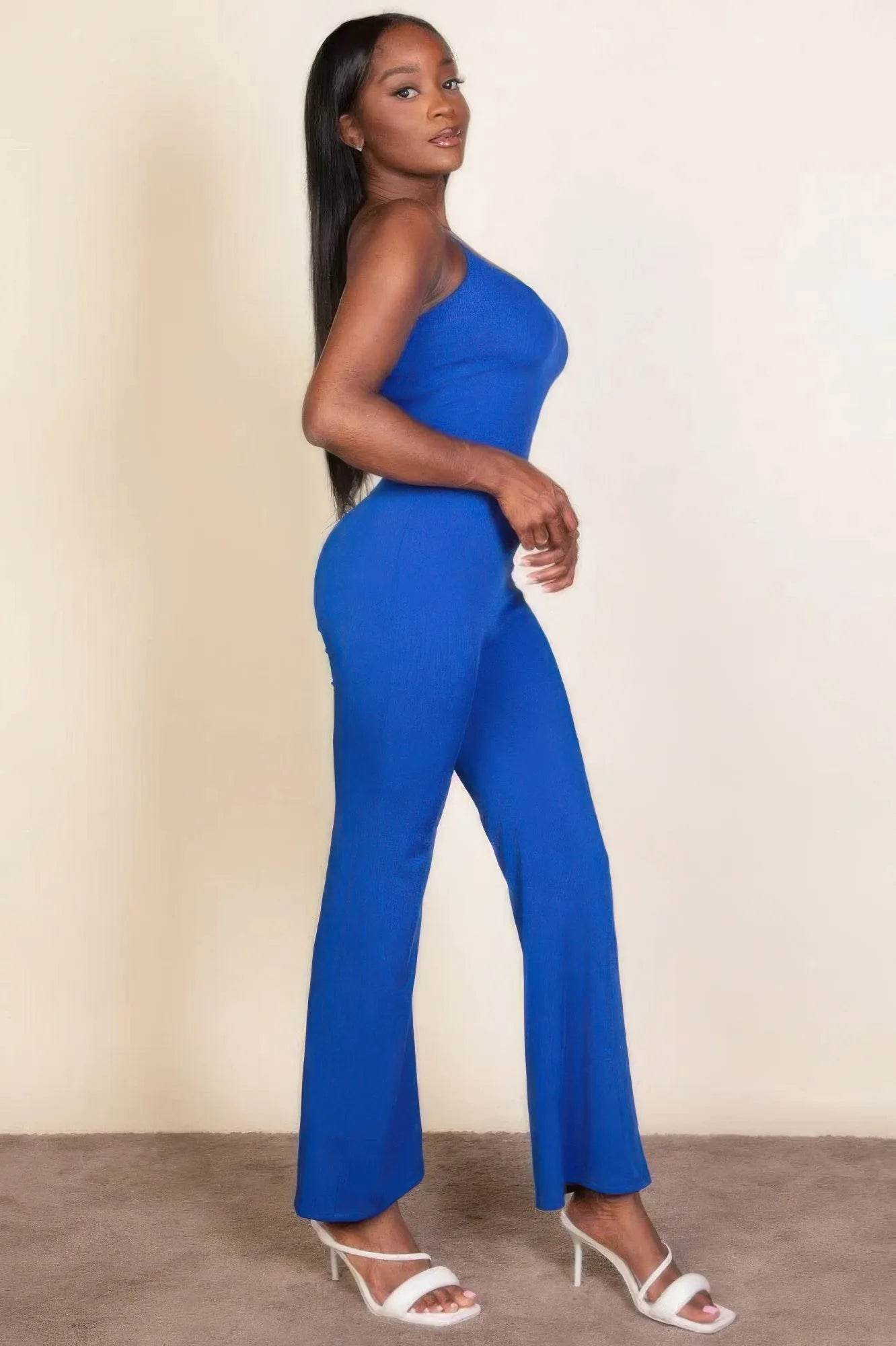 Ribbed sleeveless wide leg jumpsuit - Bona Fide Fashion