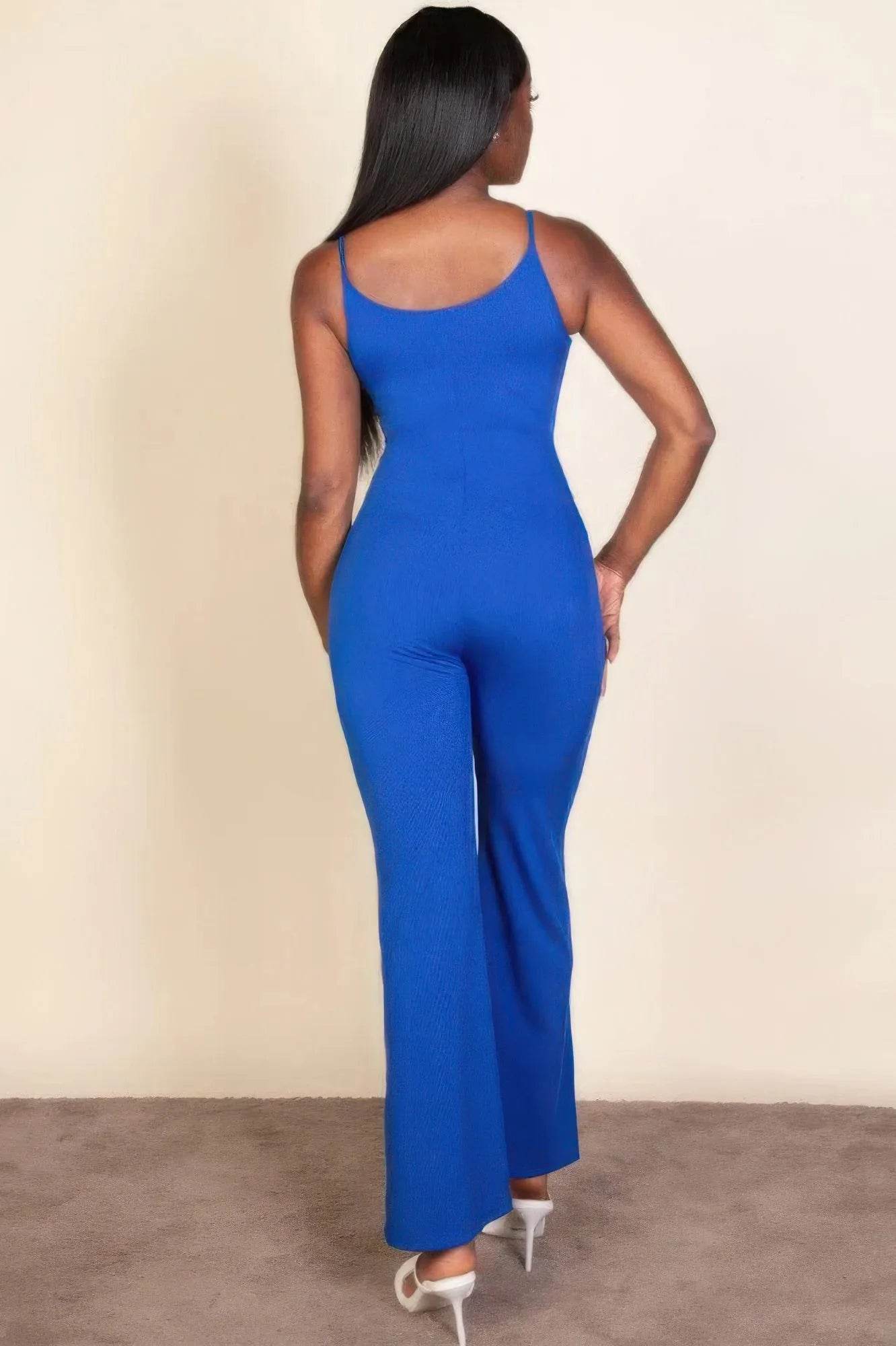 Ribbed sleeveless wide leg jumpsuit - Bona Fide Fashion