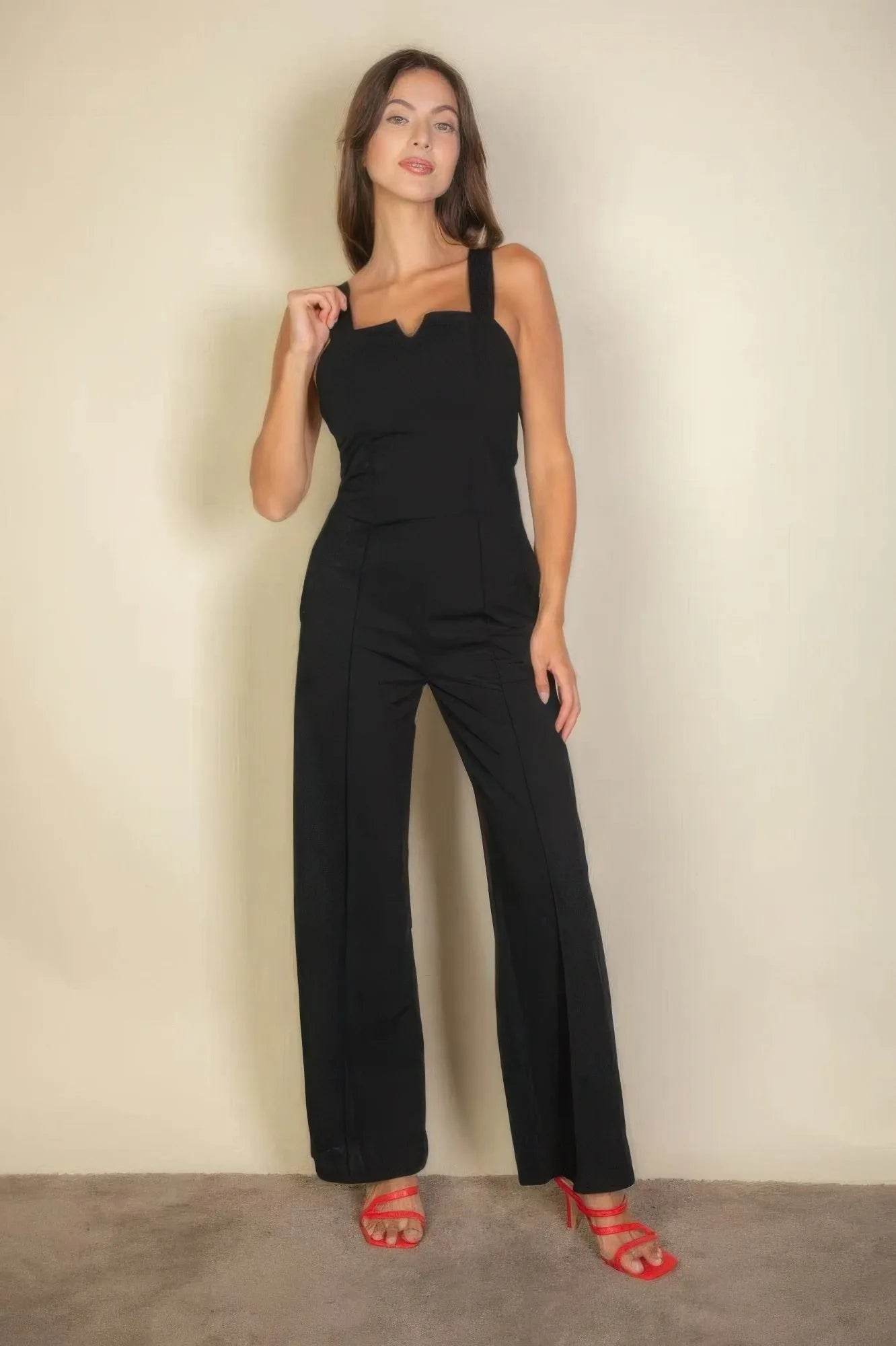 Notched neck cami jumpsuit - Bona Fide Fashion