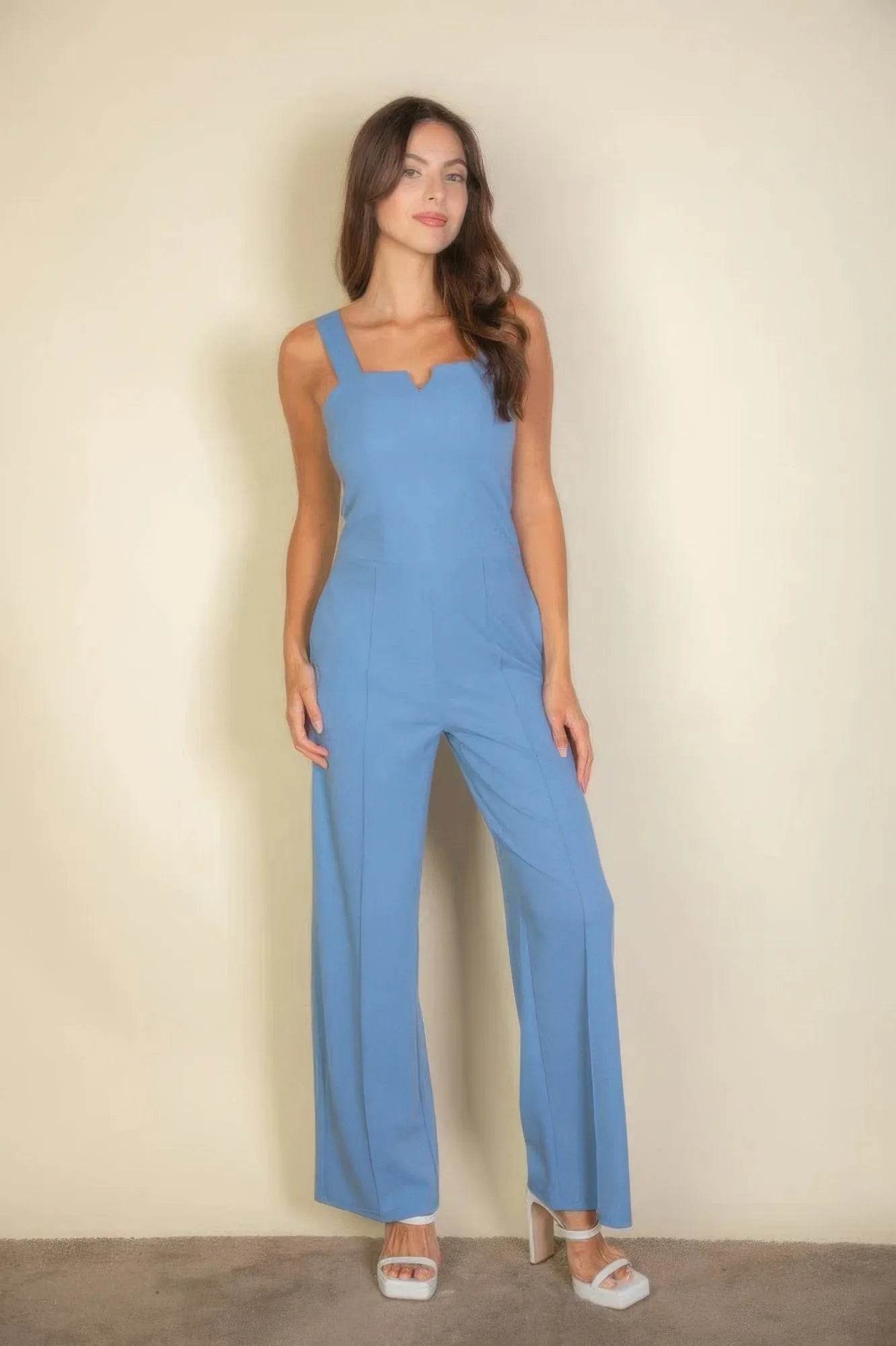 Notched neck cami jumpsuit - Bona Fide Fashion