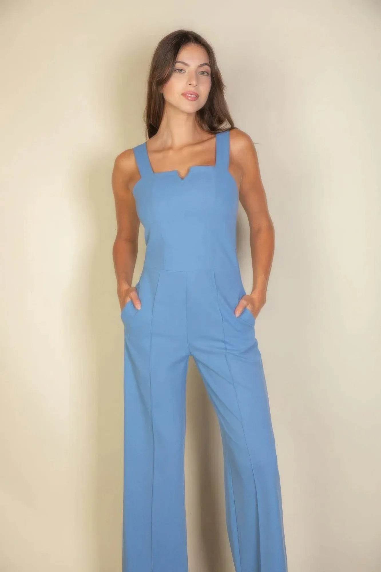 Notched neck cami jumpsuit - Bona Fide Fashion