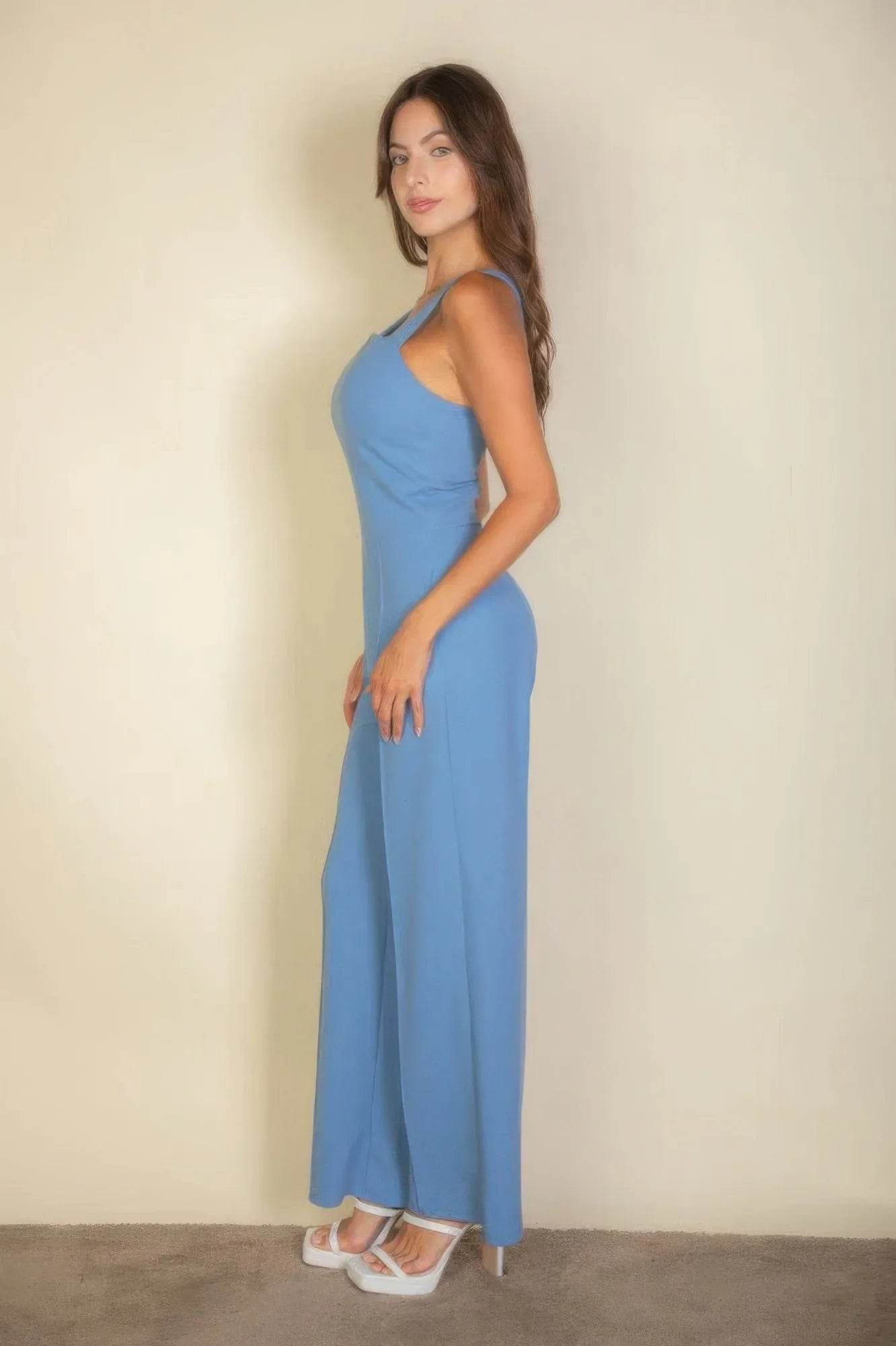 Notched neck cami jumpsuit - Bona Fide Fashion