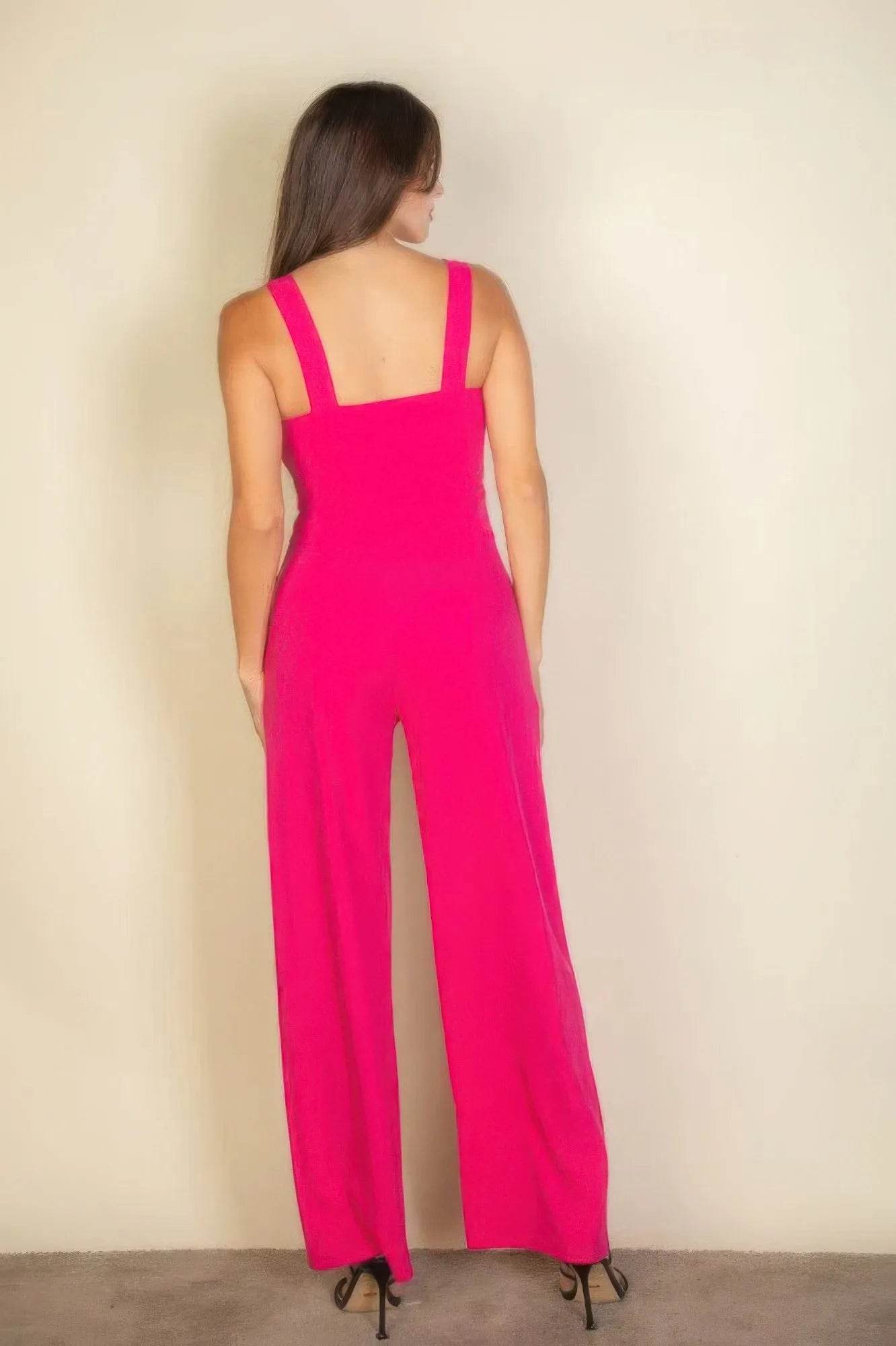 Notched neck cami jumpsuit - Bona Fide Fashion