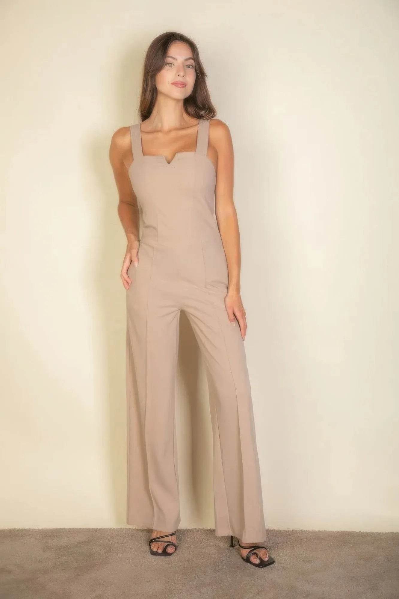 Notched neck cami jumpsuit - Bona Fide Fashion