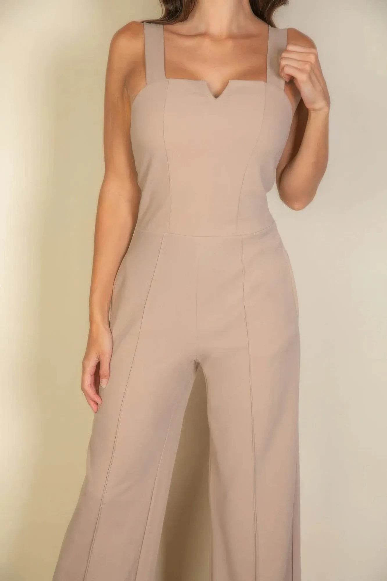 Notched neck cami jumpsuit - Bona Fide Fashion