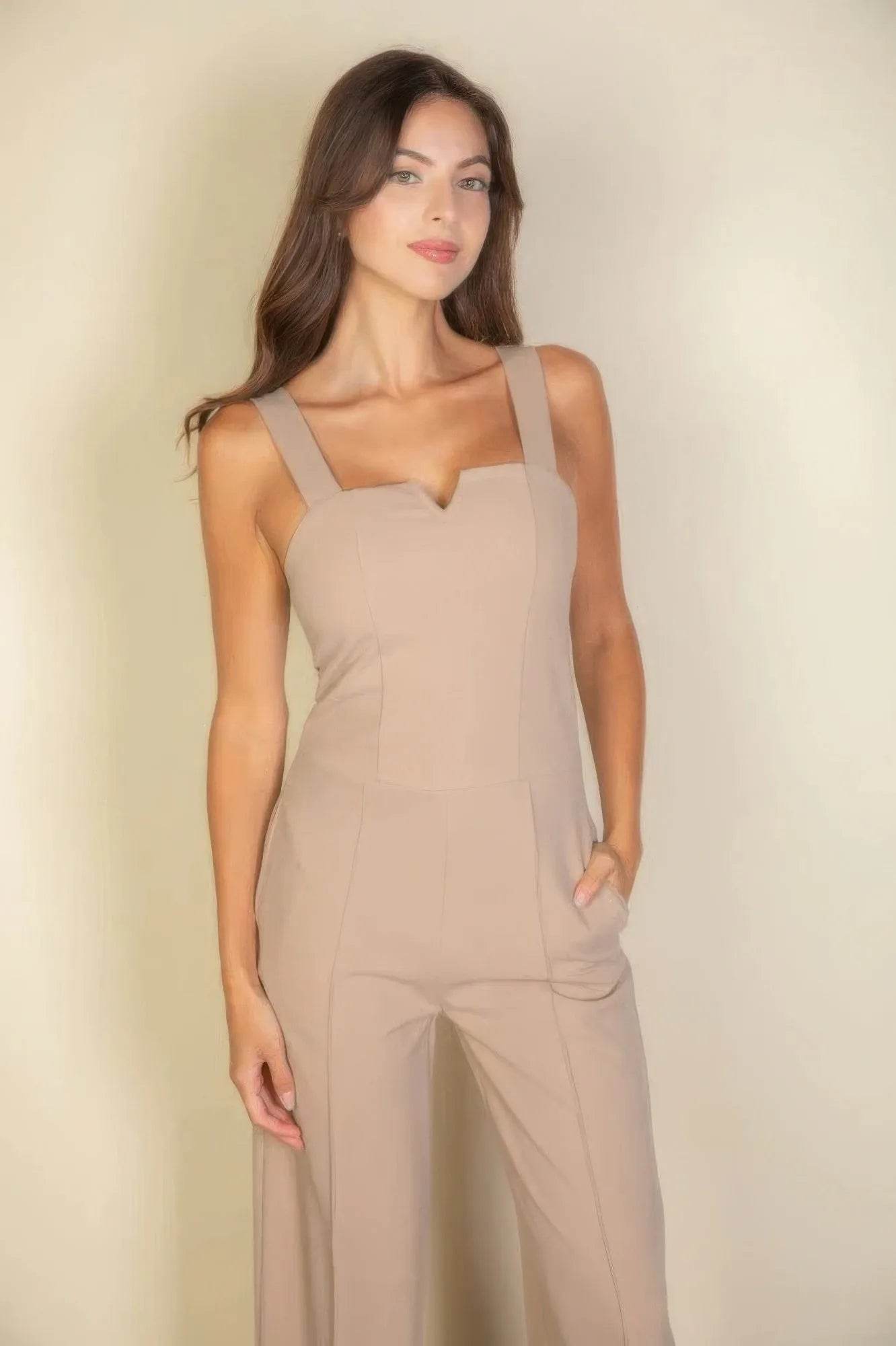 Notched neck cami jumpsuit - Bona Fide Fashion
