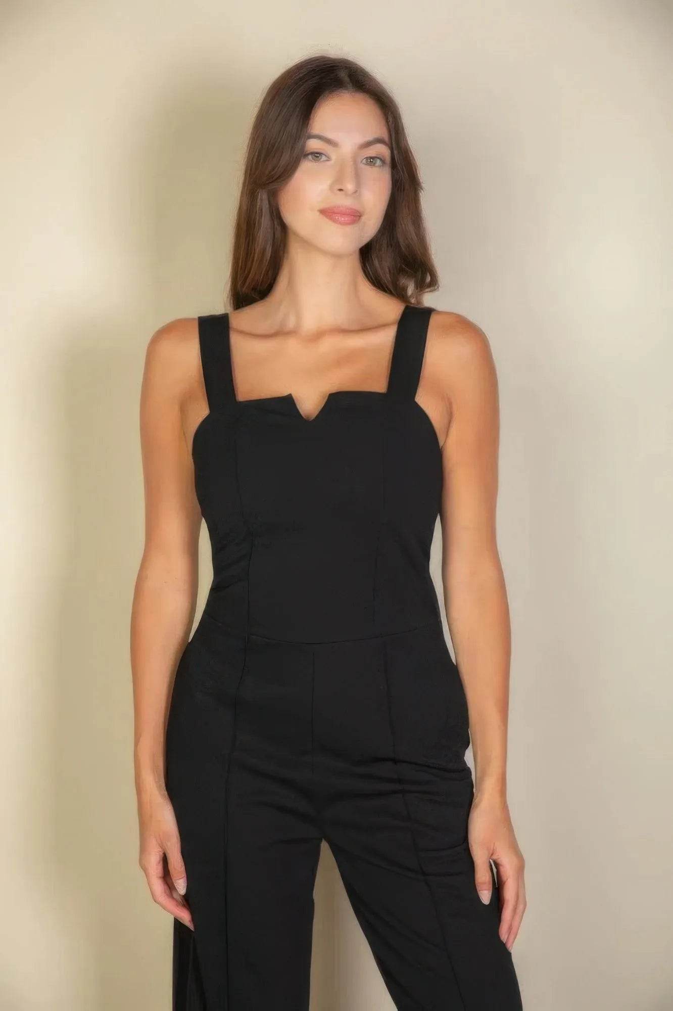 Notched neck cami jumpsuit - Bona Fide Fashion