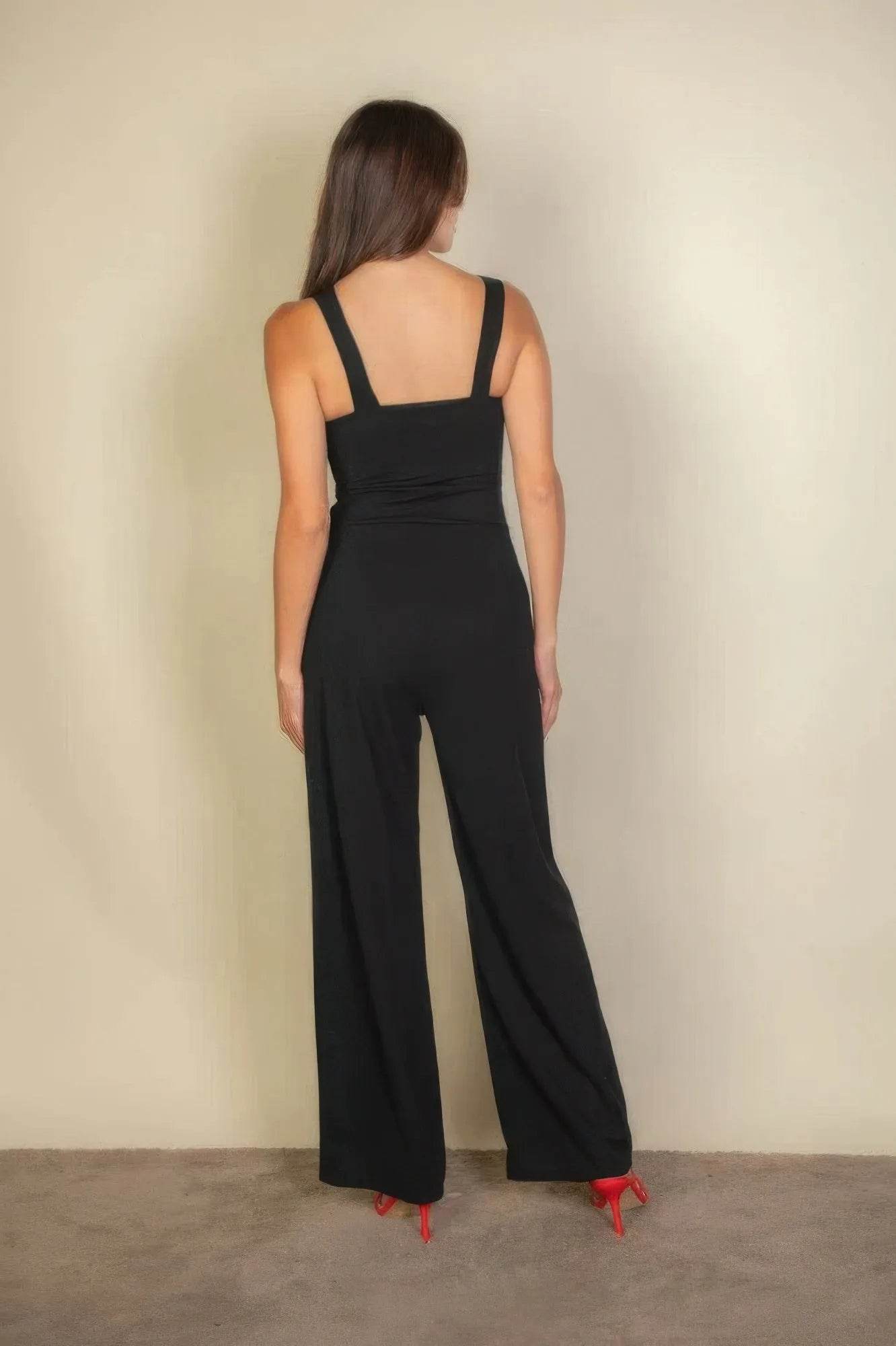 Notched neck cami jumpsuit - Bona Fide Fashion
