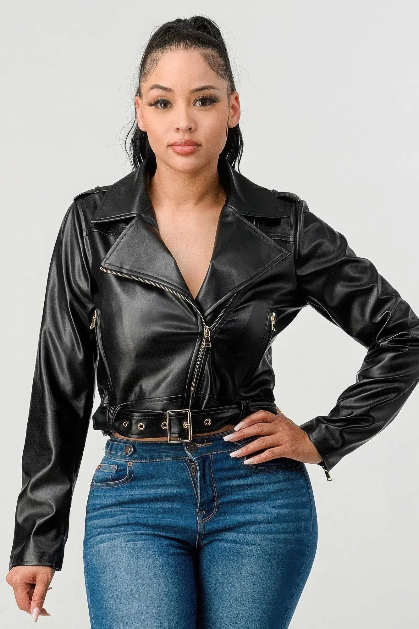 Pu Leather Jacket - Bona Fide Fashion