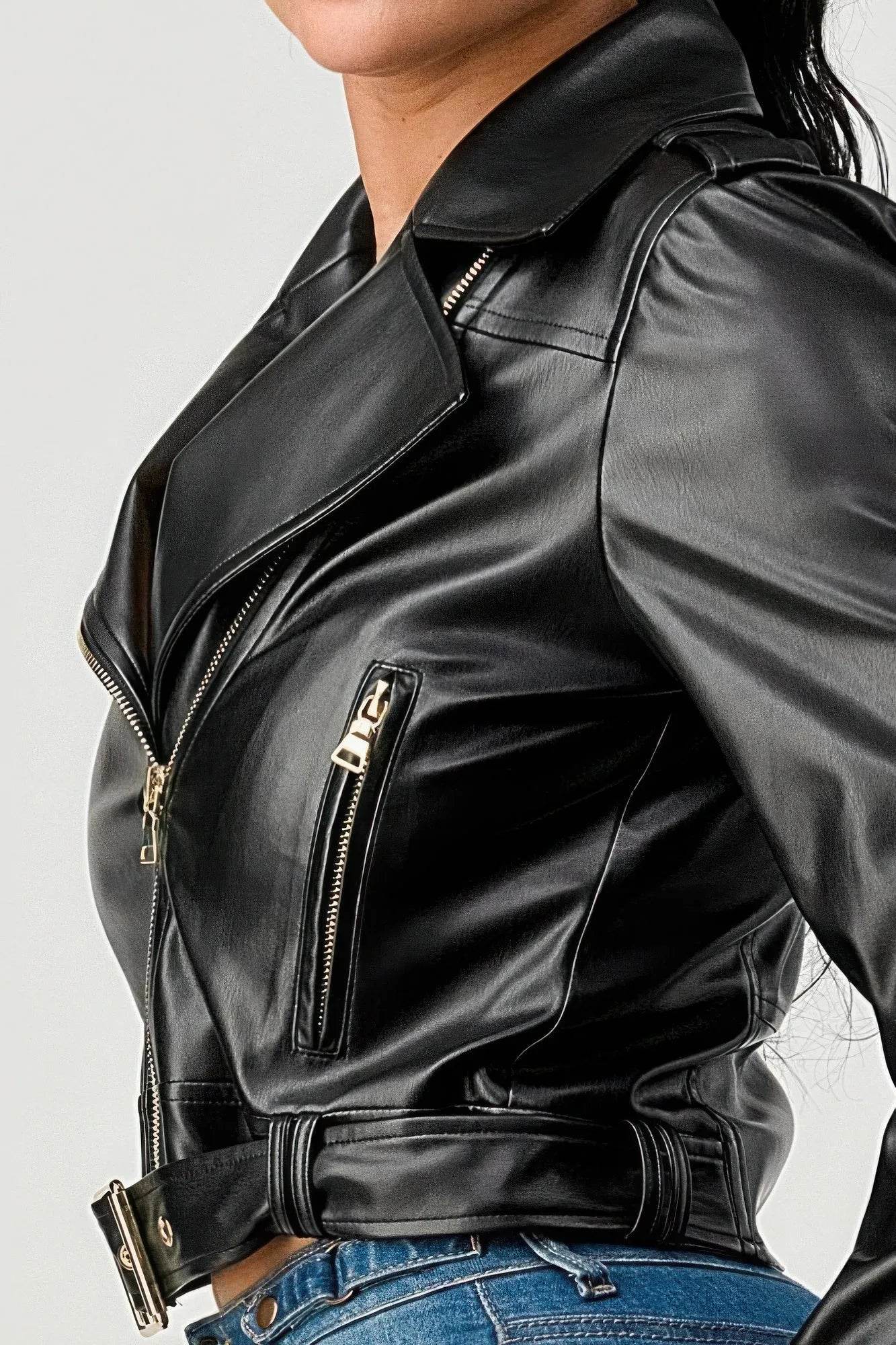Pu Leather Jacket - Bona Fide Fashion