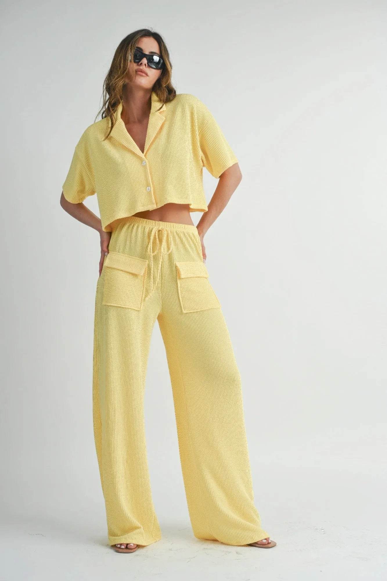 Button Up 2 Piece Set - Bona Fide Fashion