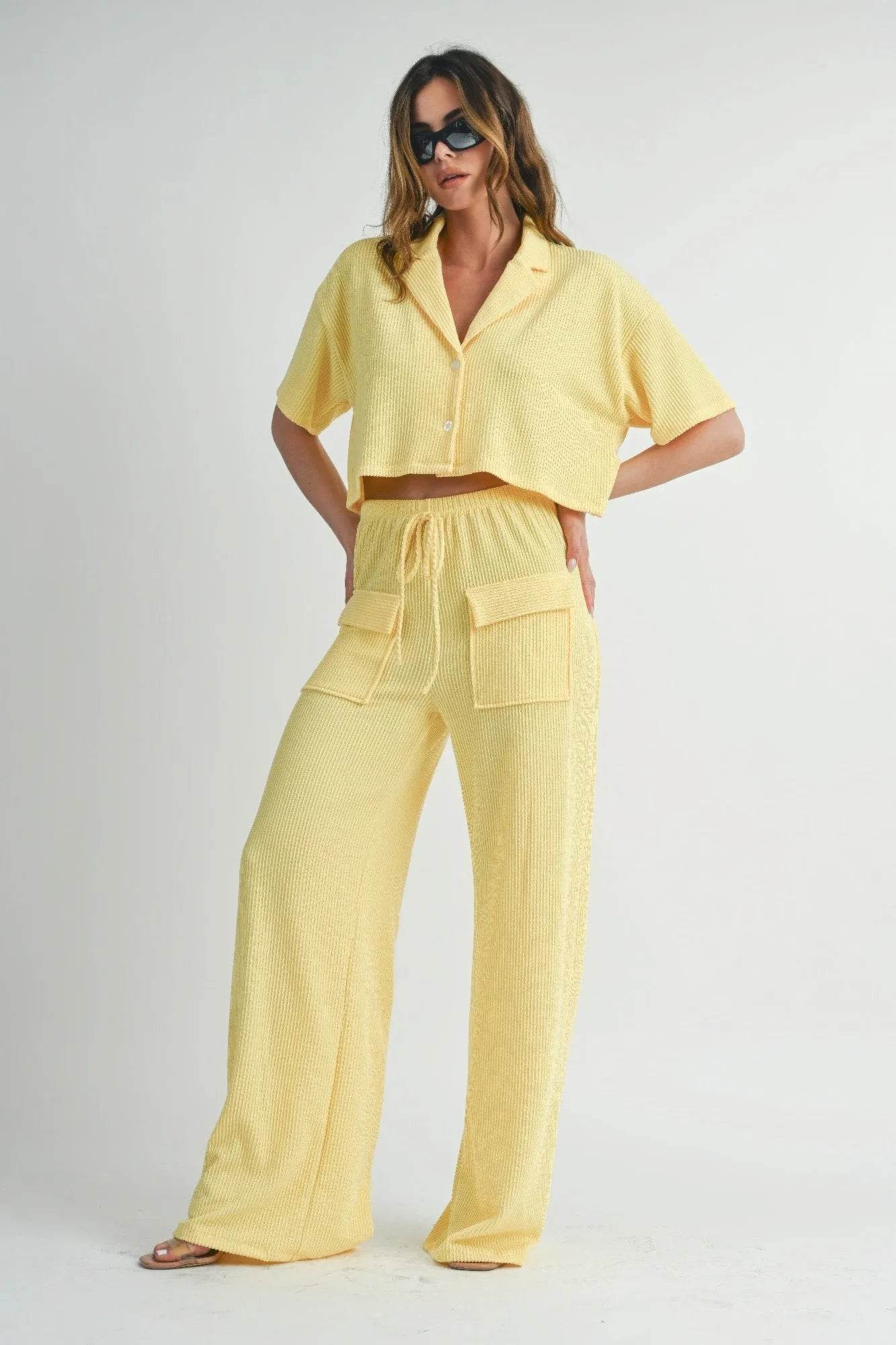 Button Up 2 Piece Set - Bona Fide Fashion