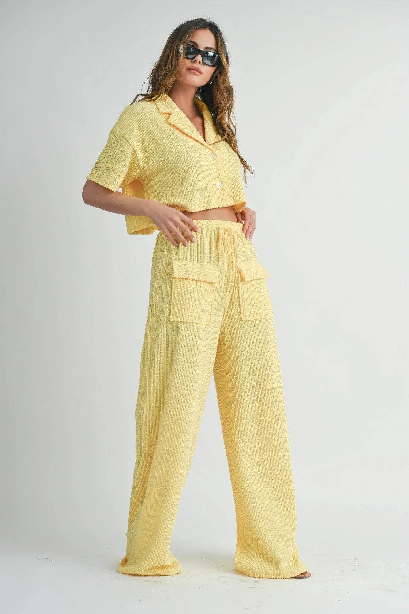 Button Up 2 Piece Set - Bona Fide Fashion