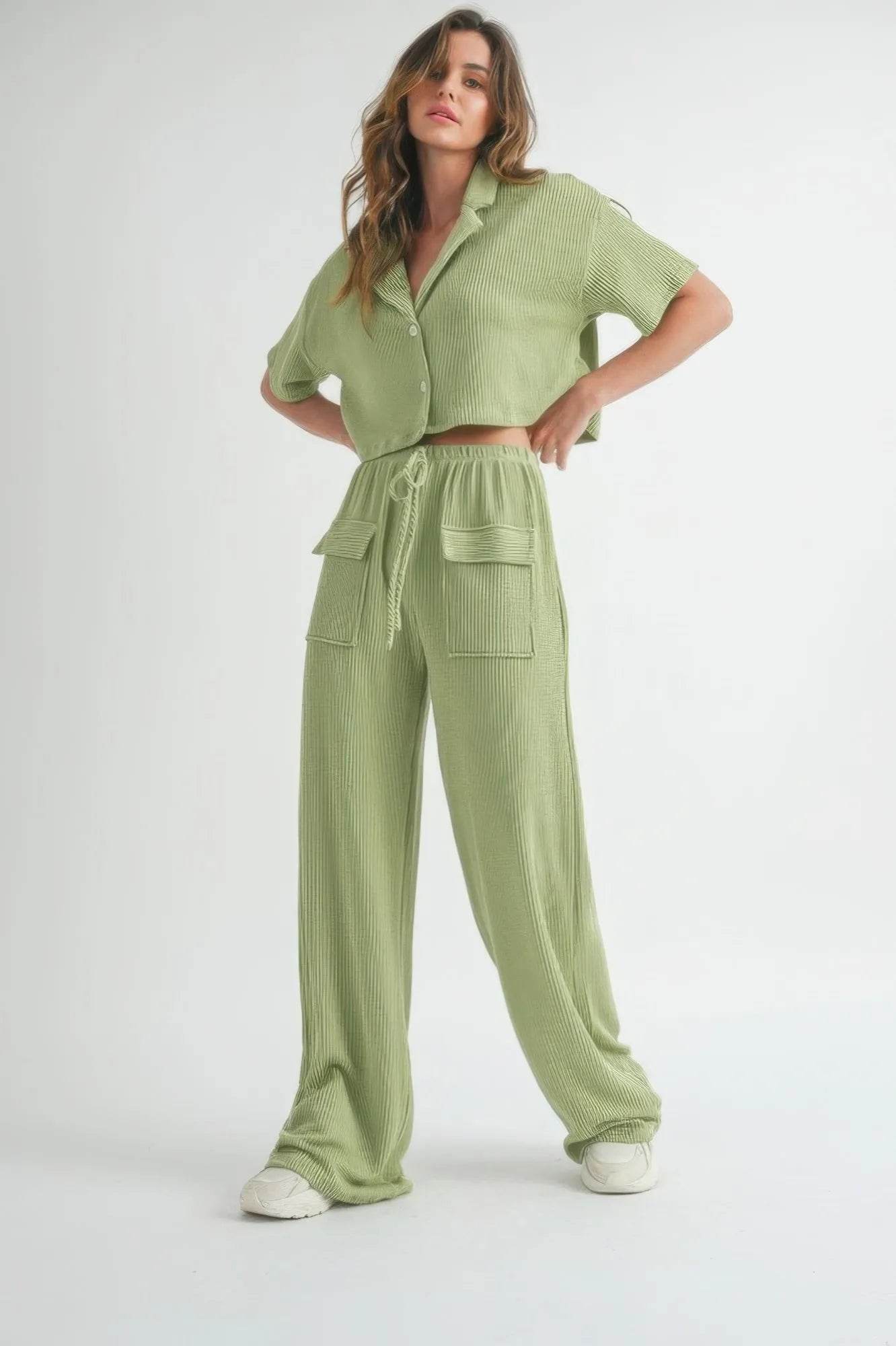 Button Up 2 Piece Set - Bona Fide Fashion