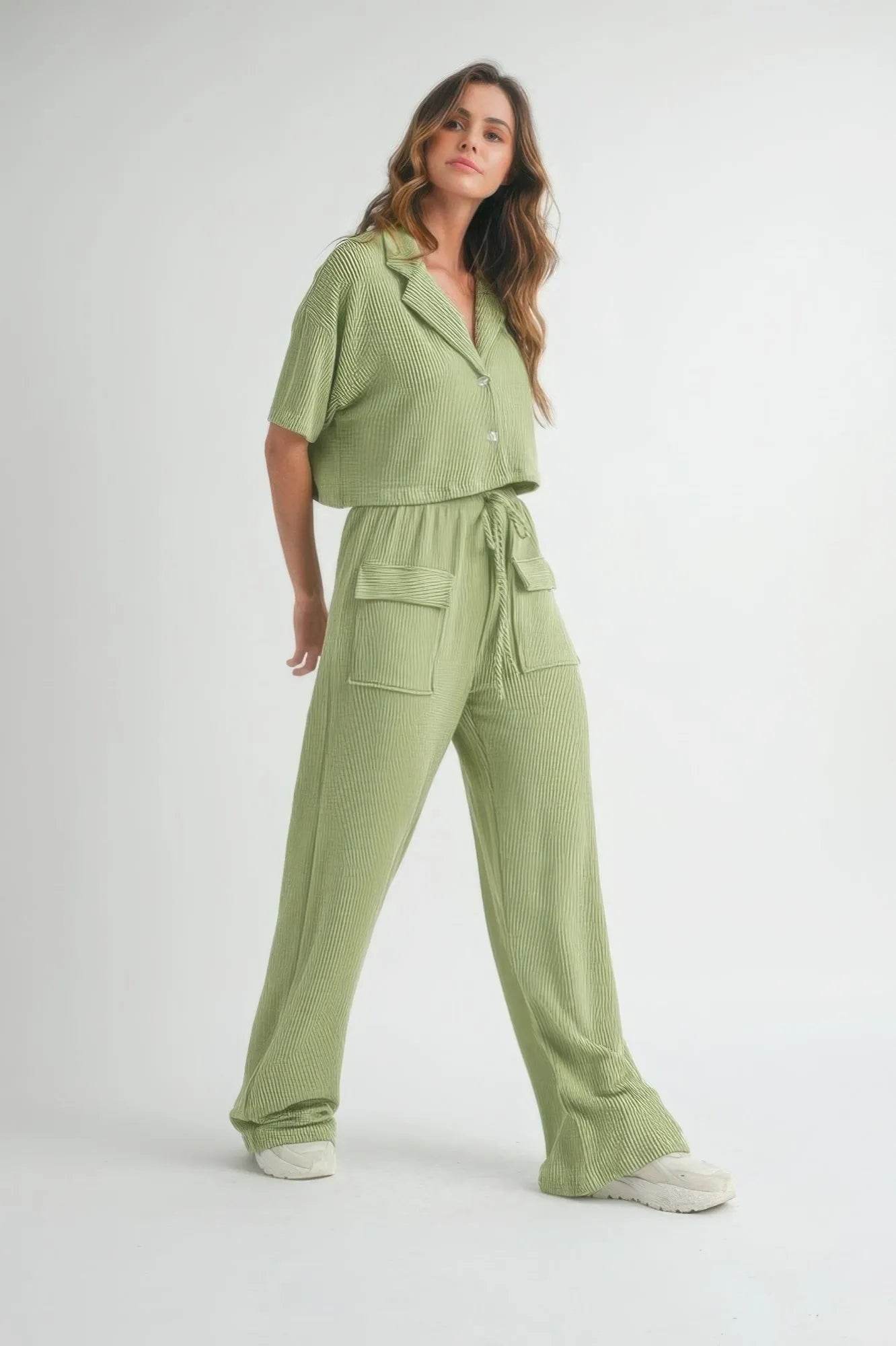 Button Up 2 Piece Set - Bona Fide Fashion
