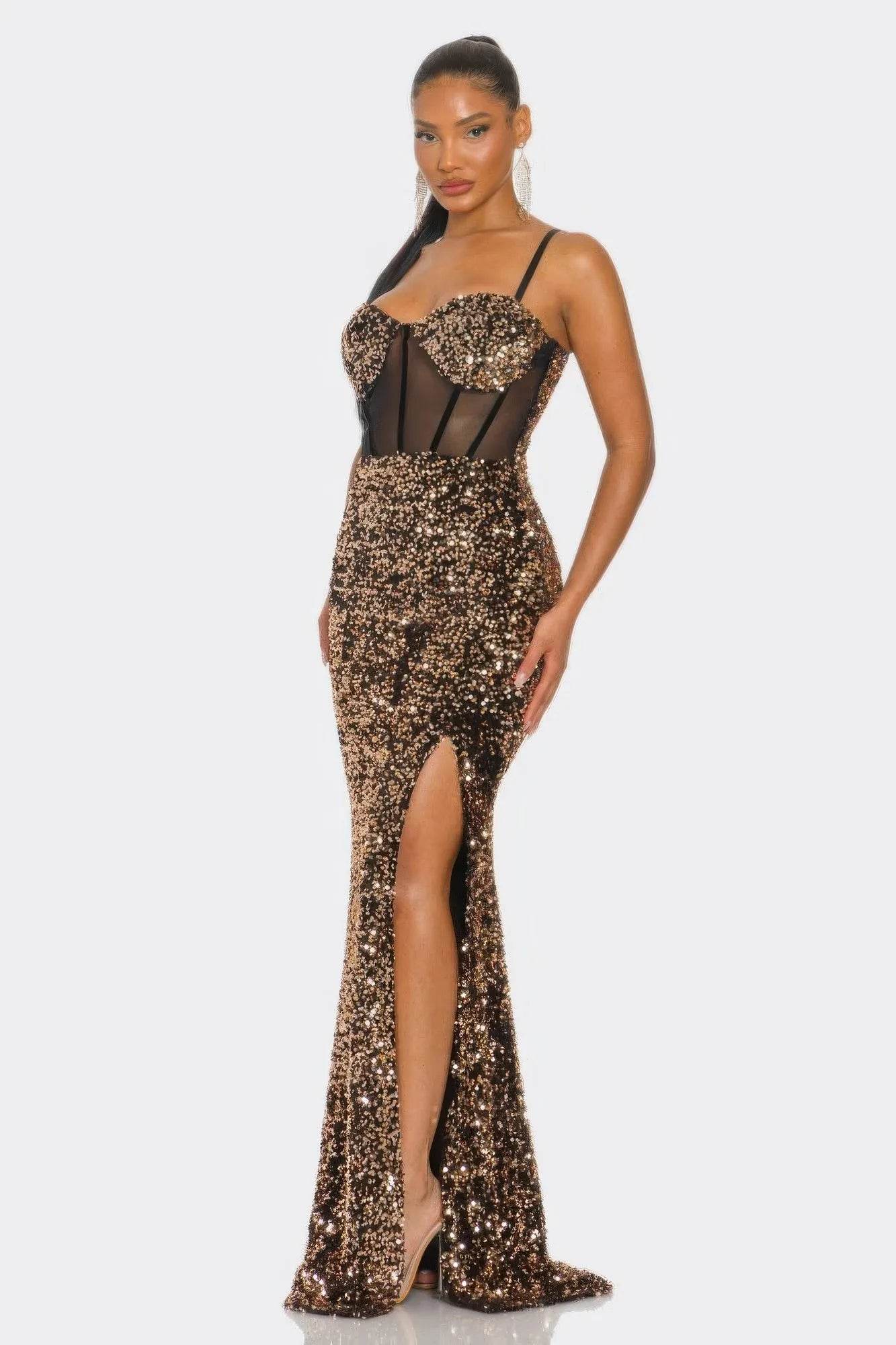 Cecily Teddy Velvet Corset Maxi Dress - Bona Fide Fashion