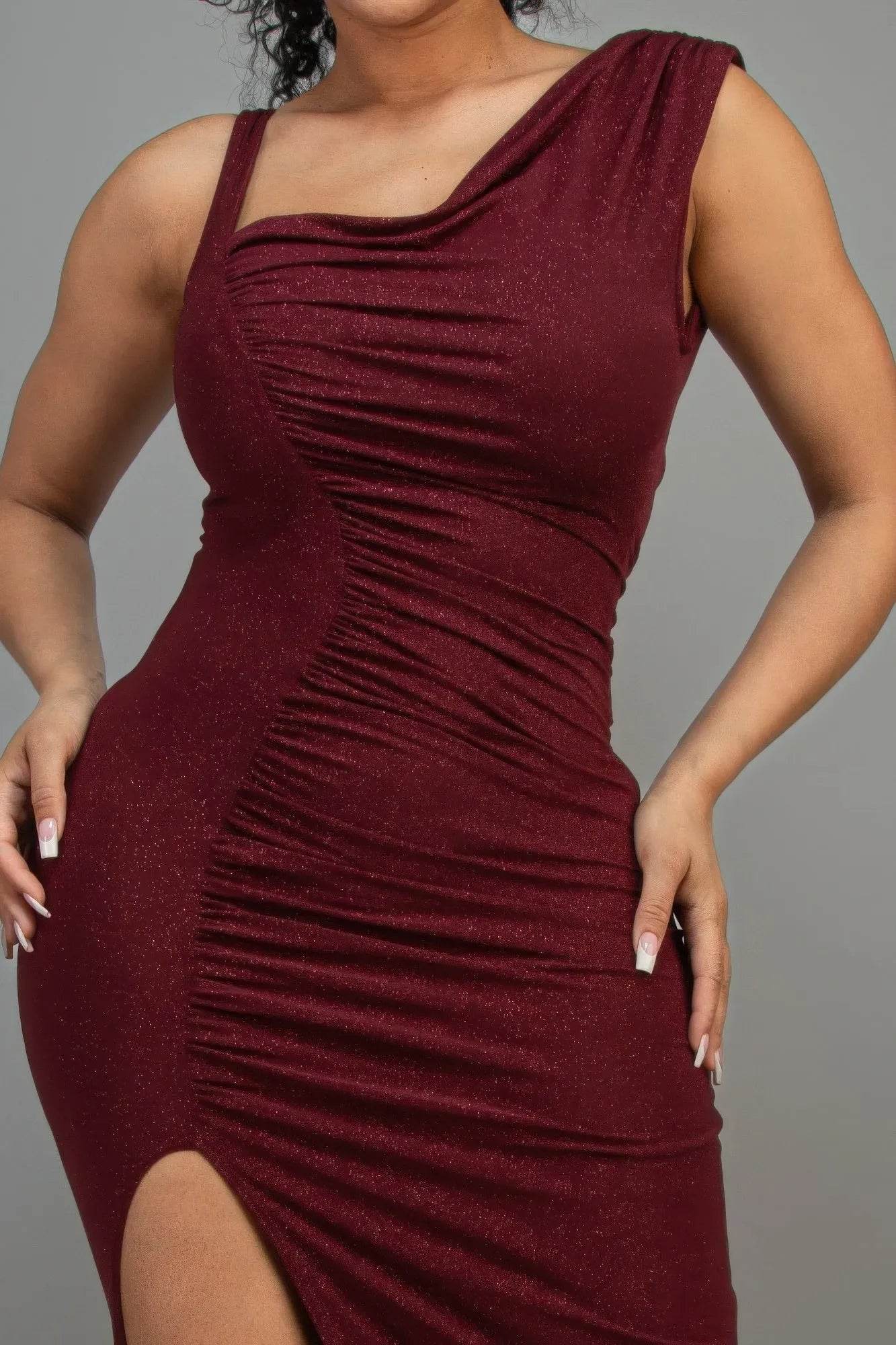 Glitter Slitted Dress - Bona Fide Fashion