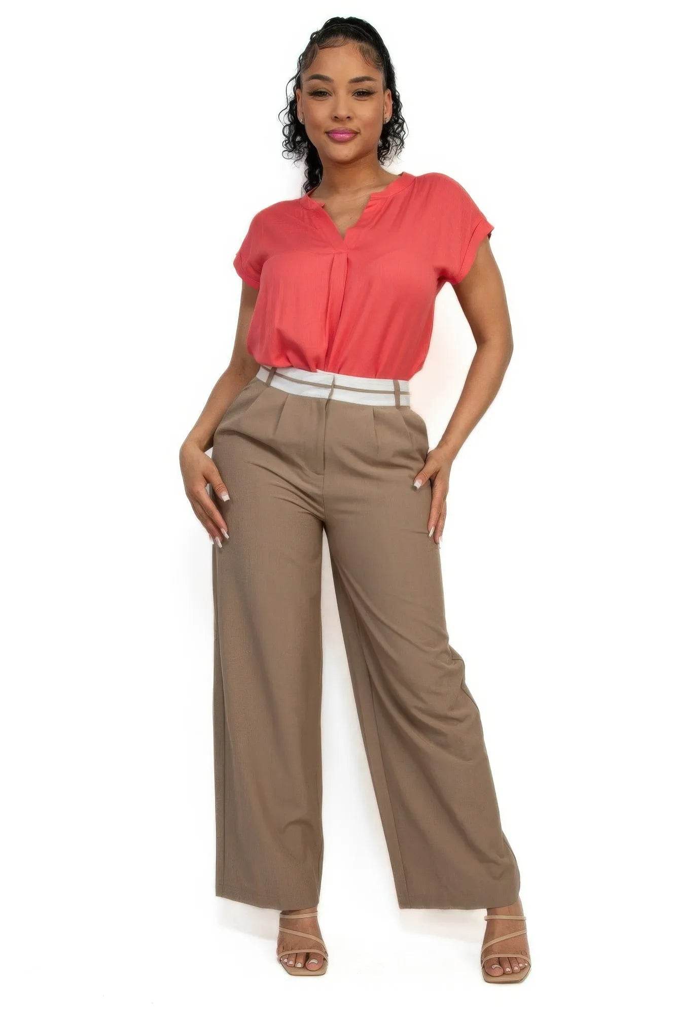 Solid V-collared Neck Top - Bona Fide Fashion