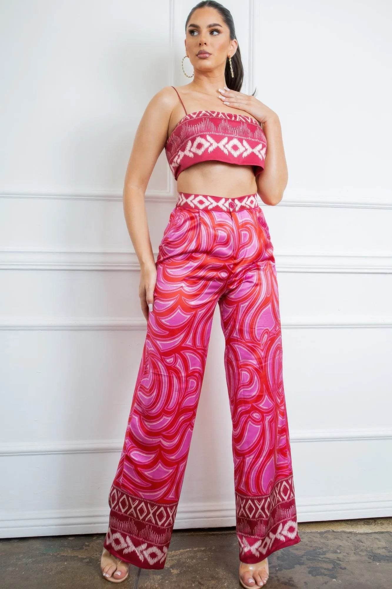 Bra Top And Wide Leg Pants Set - Bona Fide Fashion