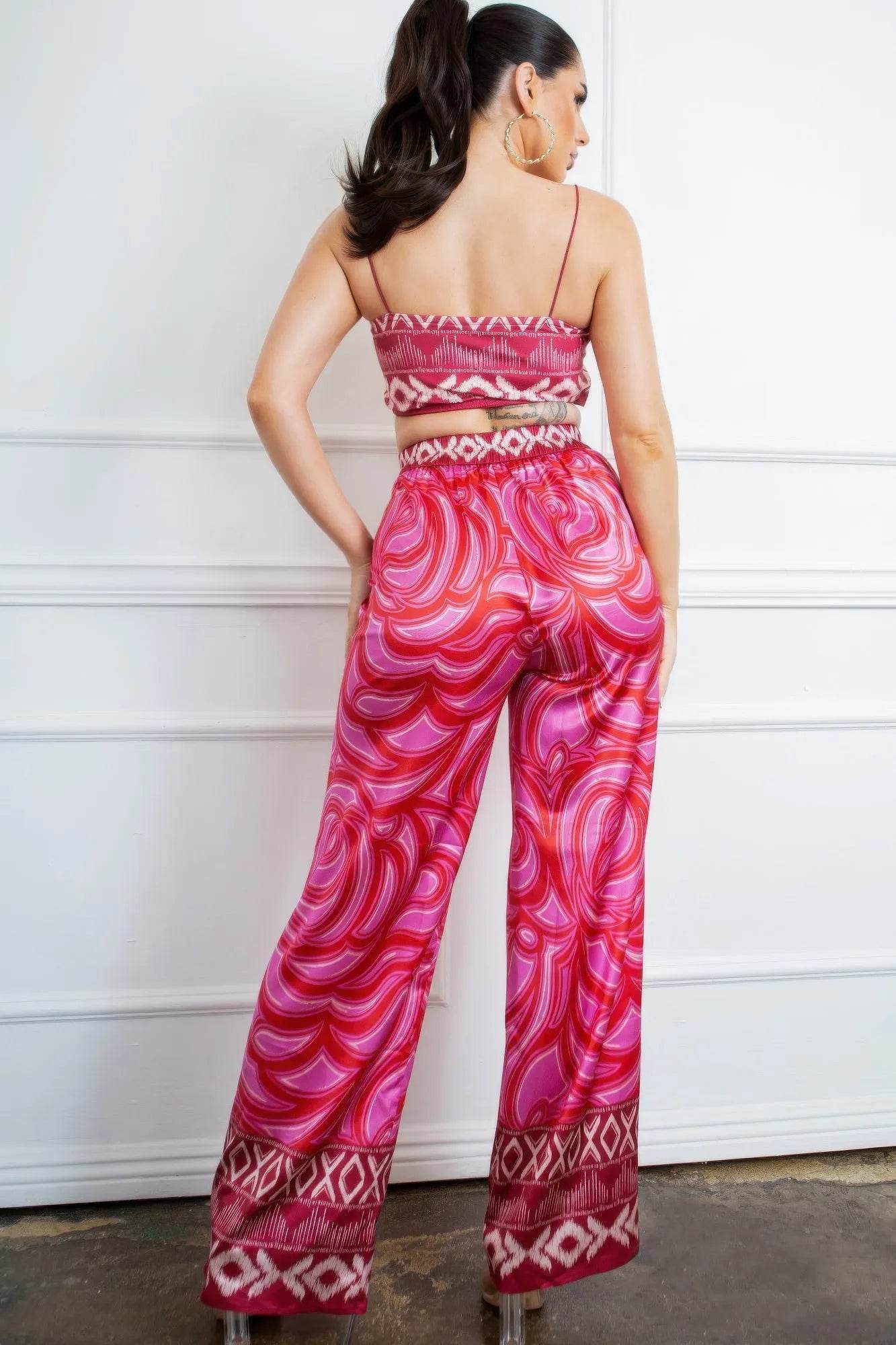 Bra Top And Wide Leg Pants Set - Bona Fide Fashion
