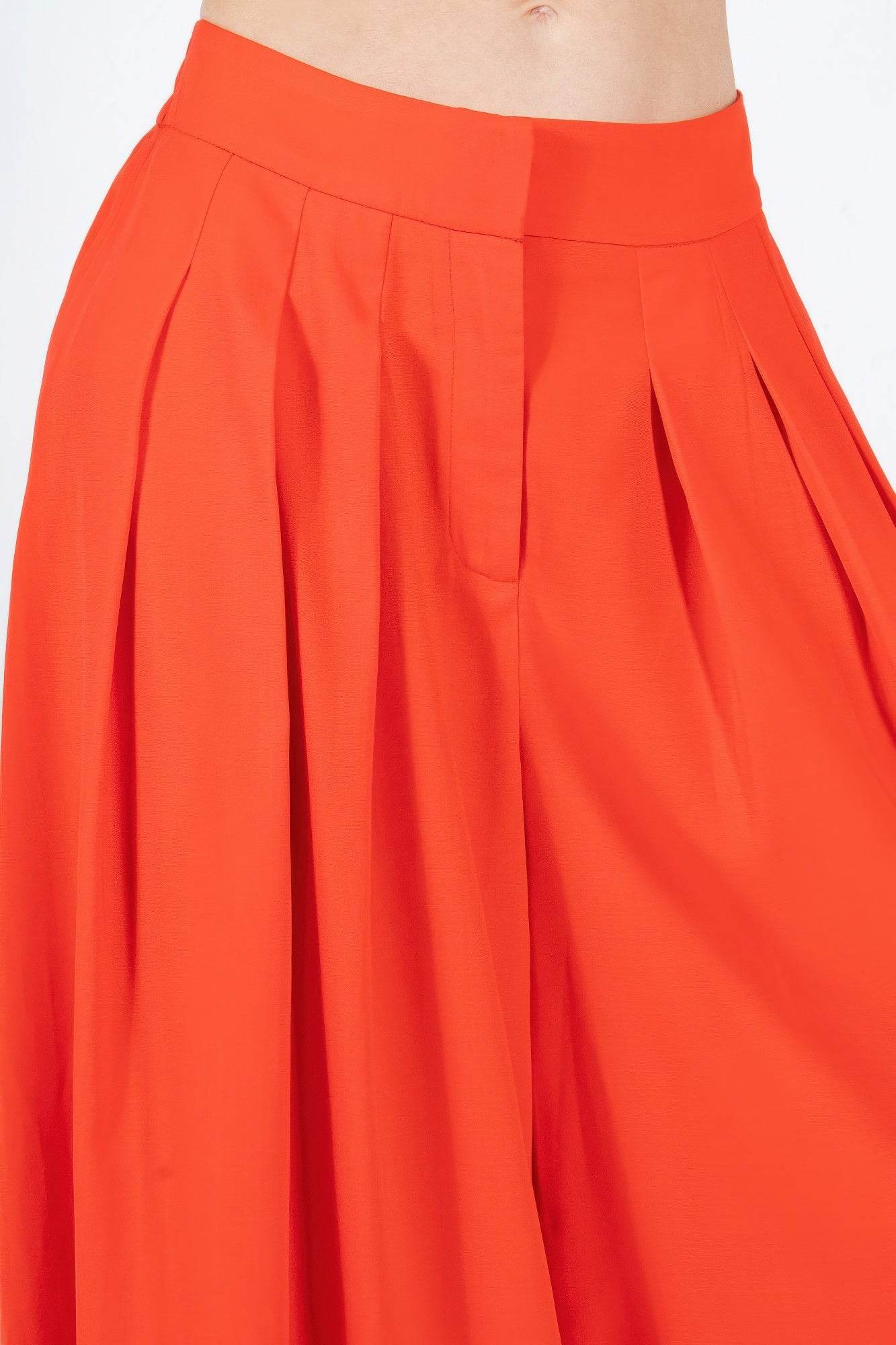 Large Hem Wide Leg Pleated Solid Pants - Bona Fide Fashion