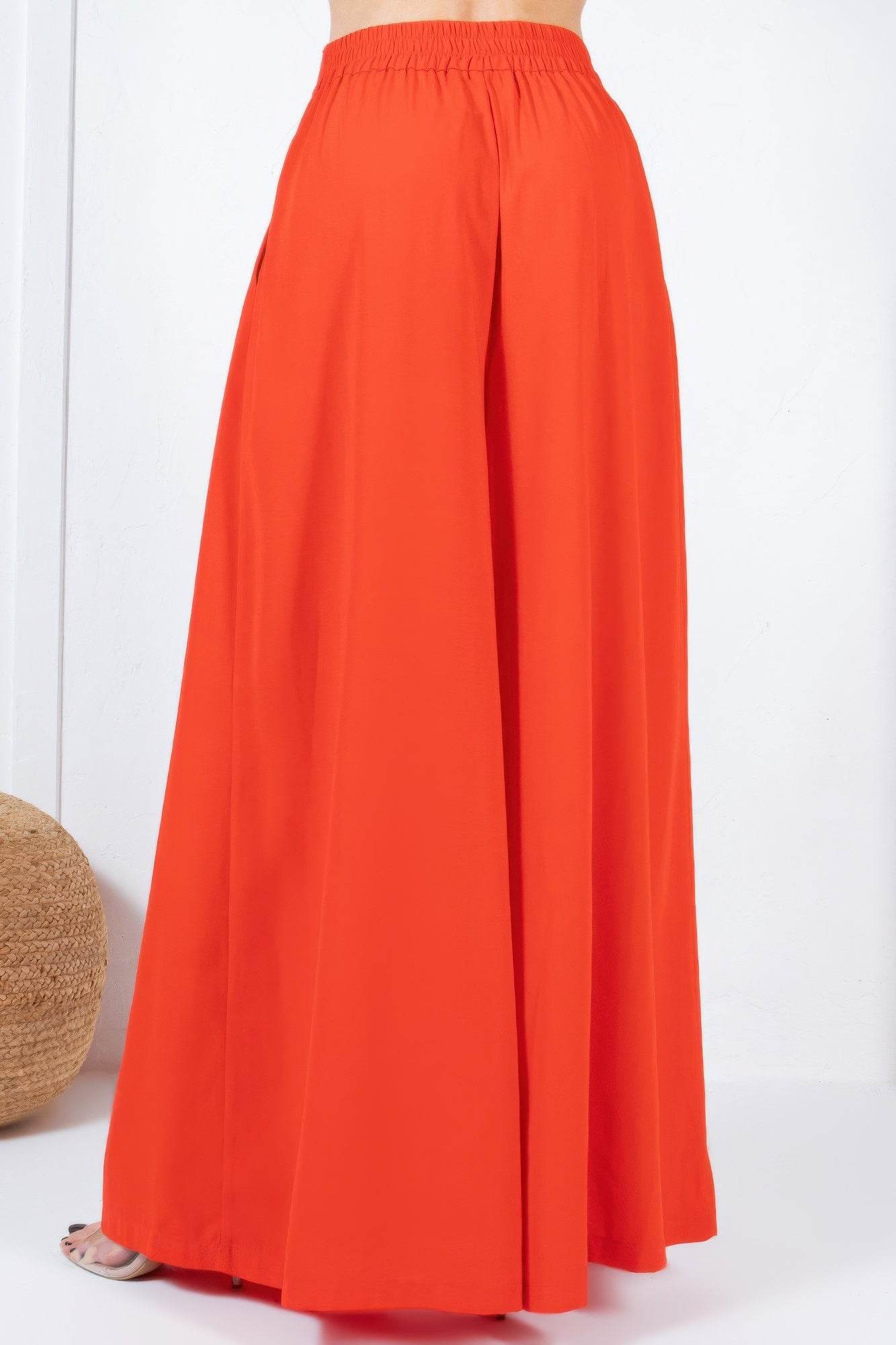 Large Hem Wide Leg Pleated Solid Pants - Bona Fide Fashion