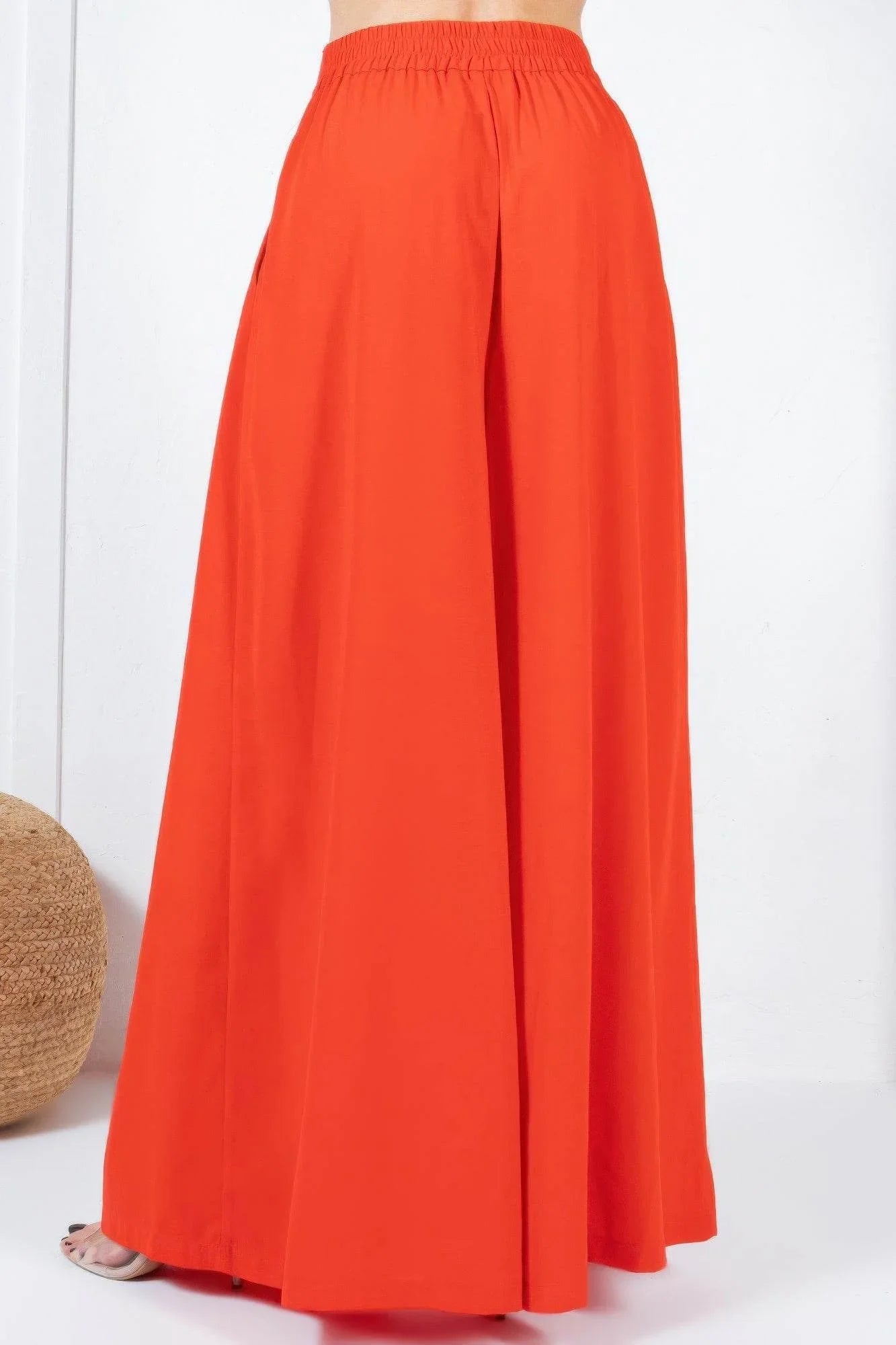 Large Hem Wide Leg Pleated Solid Pants - Bona Fide Fashion