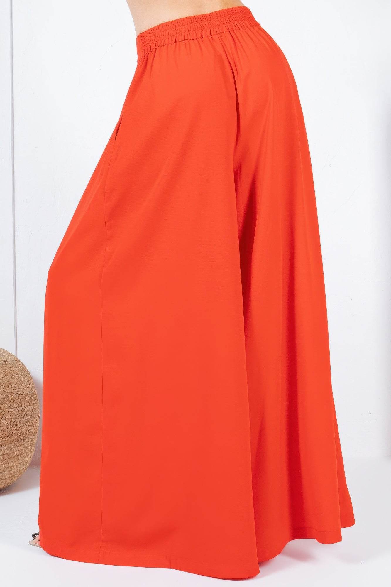 Large Hem Wide Leg Pleated Solid Pants - Bona Fide Fashion