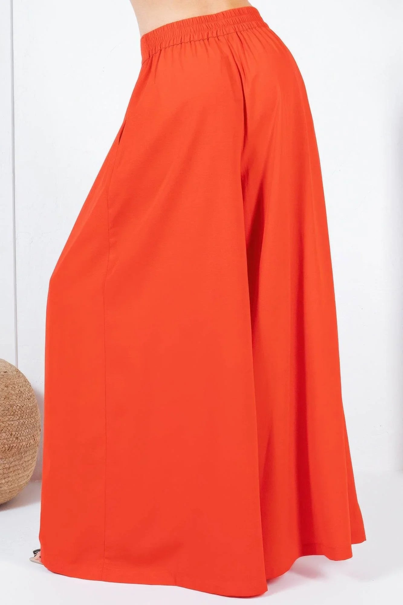 Large Hem Wide Leg Pleated Solid Pants - Bona Fide Fashion